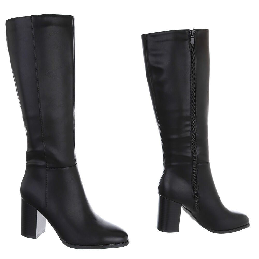 Ital-Design Damen Kniehohe Stiefel mit Blockabsatz elegant High-Heel-Stiefel (92269213) Blockabsatz Stiefel in Schwarz – Bild 4 von 5