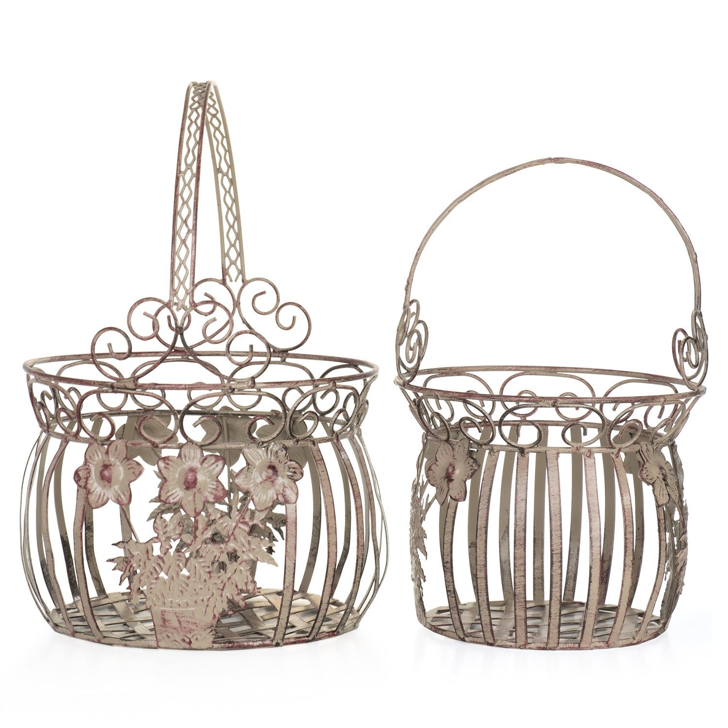 Moritz Blumentopf Pflanzkörbe Metall 2er Set rose CB-17-RS, Blumentopf Pflanzkorb Pflanzkübel Pflanzenampel Gartendeko Hängekorb