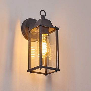 hofstein Außen-Wandleuchte »Soglio« Außenwandlampe aus Metall/Glas in Anthrazit, ohne Leuchtmittel, in Retro-Optik, E27en, Außenleuchte mit Echtglas