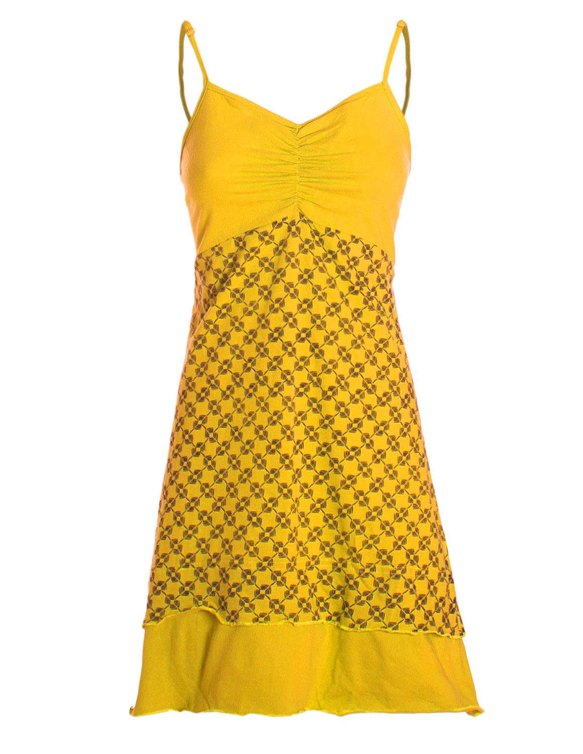 Vishes Sommerkleid Damen Babydoll Spaghettiträger bedruckt Baumwolle Alternative Mode, Boho, Hippie, Ethno, Festival