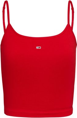 Tommy Jeans Spaghettitop Crop Essential Strap Tank Top, kurz mit verstellbaren Spaghettiträgern Marken Logo