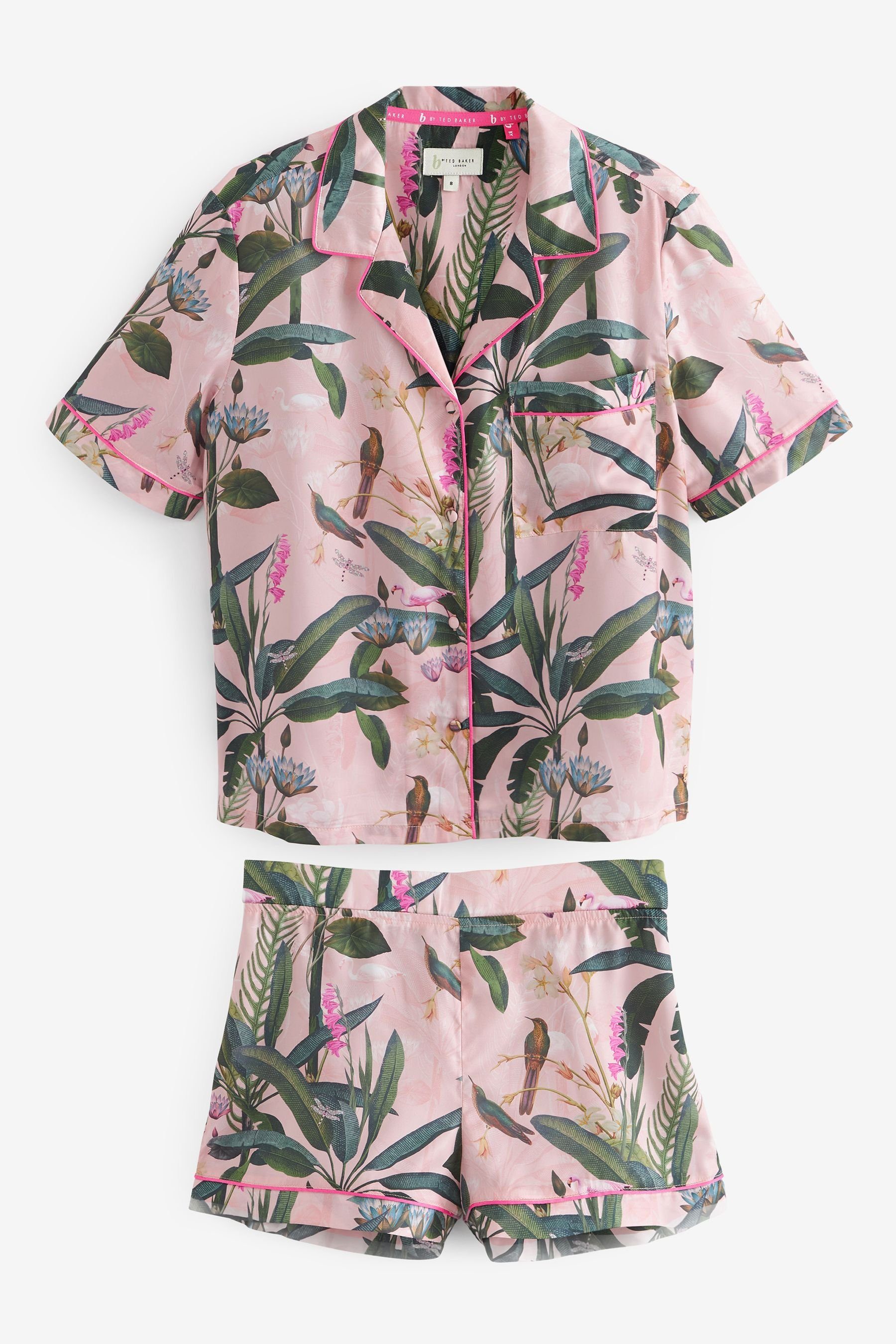 B by Ted Baker Pyjama B by Ted Baker Kurzer Pyjama zum Knöpfen (2 tlg) Pink Flamingo