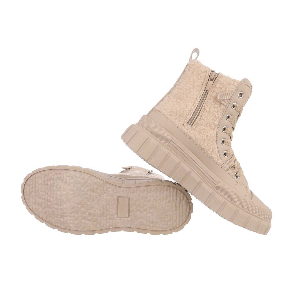 Ital-Design Damen High-Top Freizeit Sneakerboots Keilabsatz/Wedge Sneakers in High Hellbraun