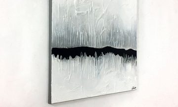 WandbilderXXL Gemälde Black Horizon 80 x 80 cm, Abstraktes Gemälde, handgemaltes Unikat