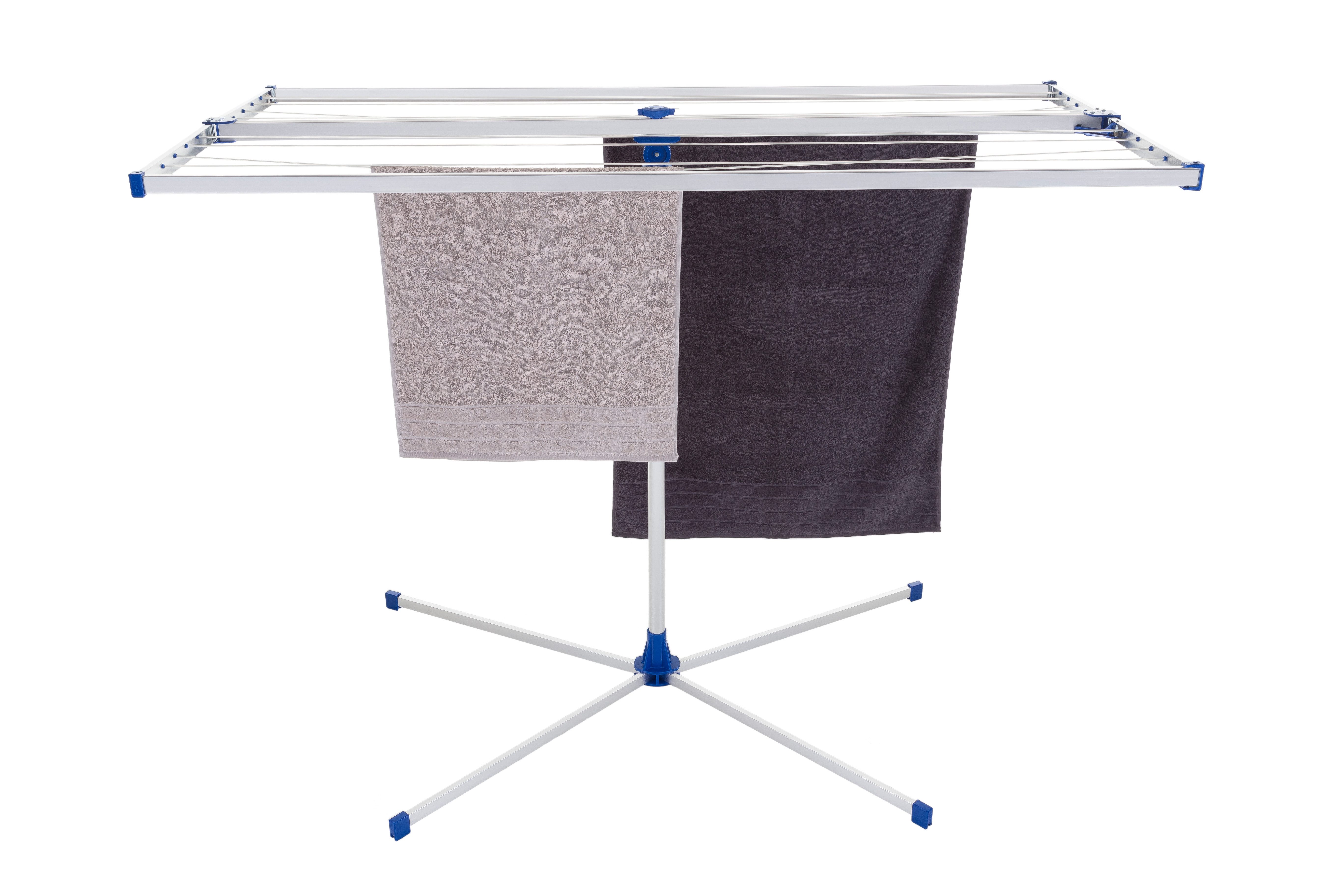 Stewi Wäscheständer Libelle XL mit Kreuzfuss, 165 x 75 cm, 20 m, Platzsparend, Leinen schmutzgeschützt