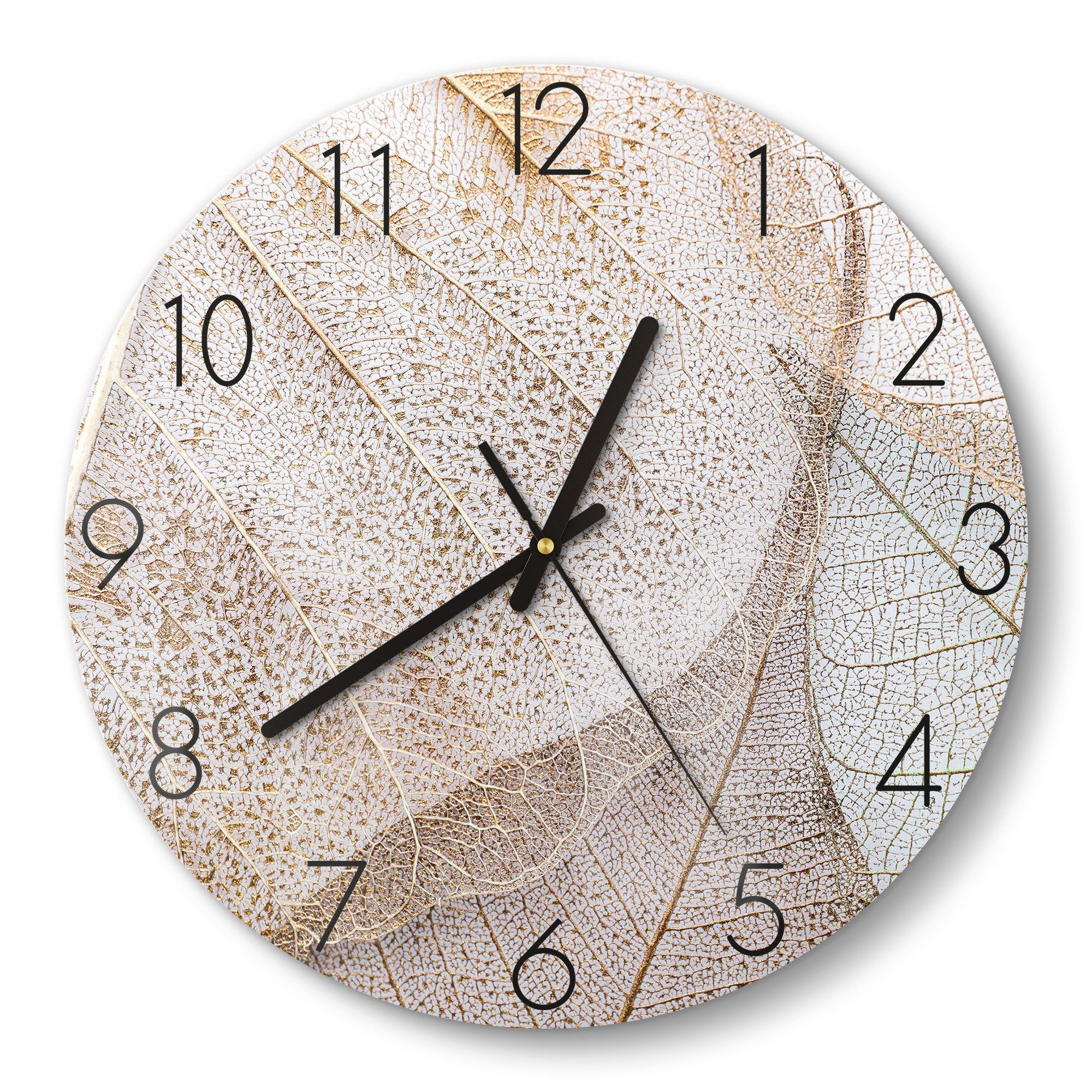 DEQORI Wanduhr 'Zarte Blattstrukturen' (Glas Glasuhr günstig online kaufen