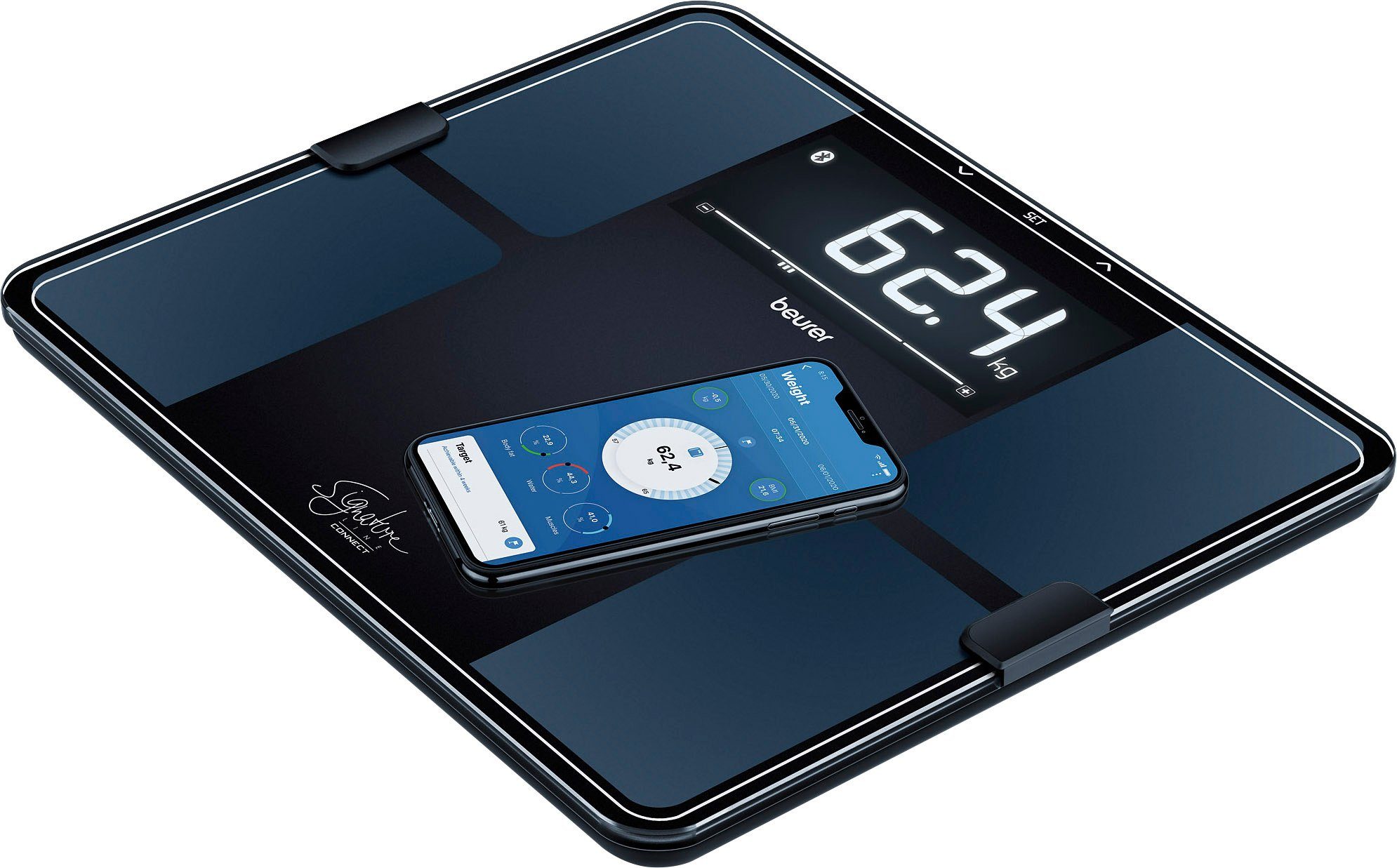 BEURER Körper-Analyse-Waage BF 915 für Messung von Gewicht, Körperfett, Muskelanteil etc., Tracking der Werte in der kostenlosen "Beurer Health Manager Pro" App