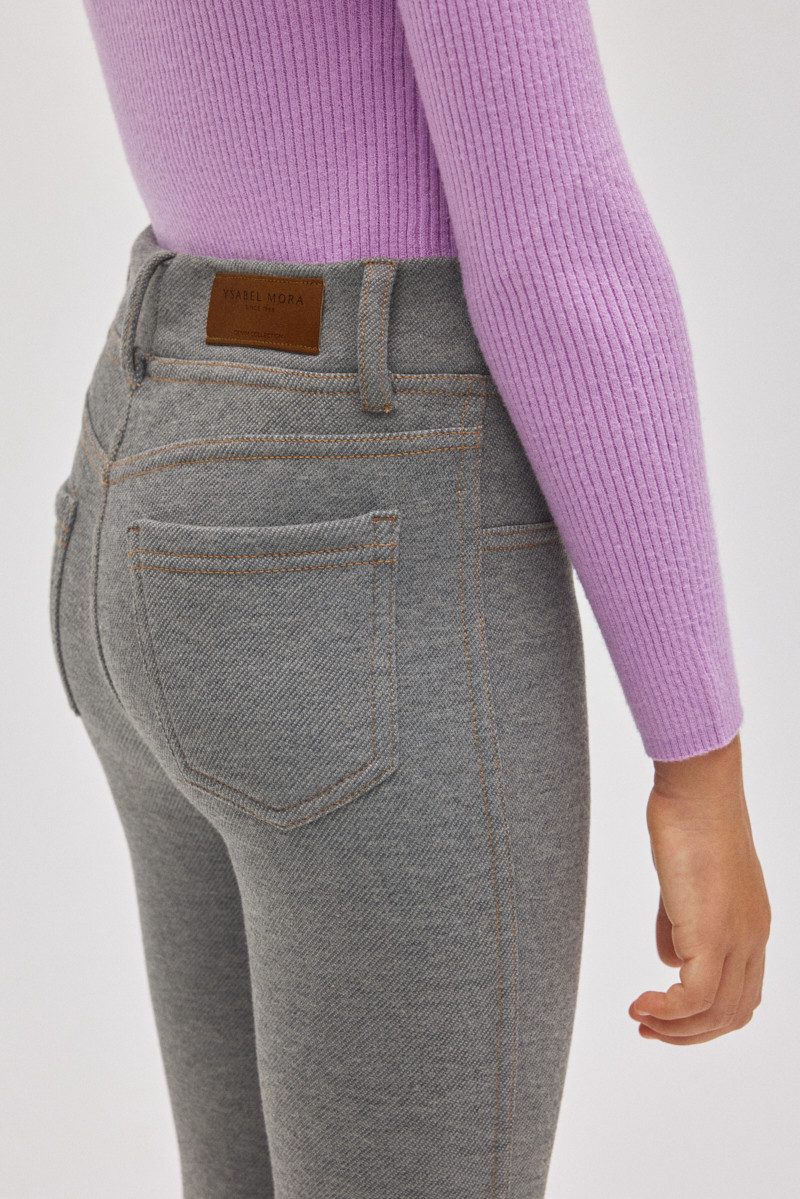 YSABEL MORA Leggings Ysabel Mora warme Thermo Leggings Taschen Jeanslook gris jeans (1-tlg., kein Set)