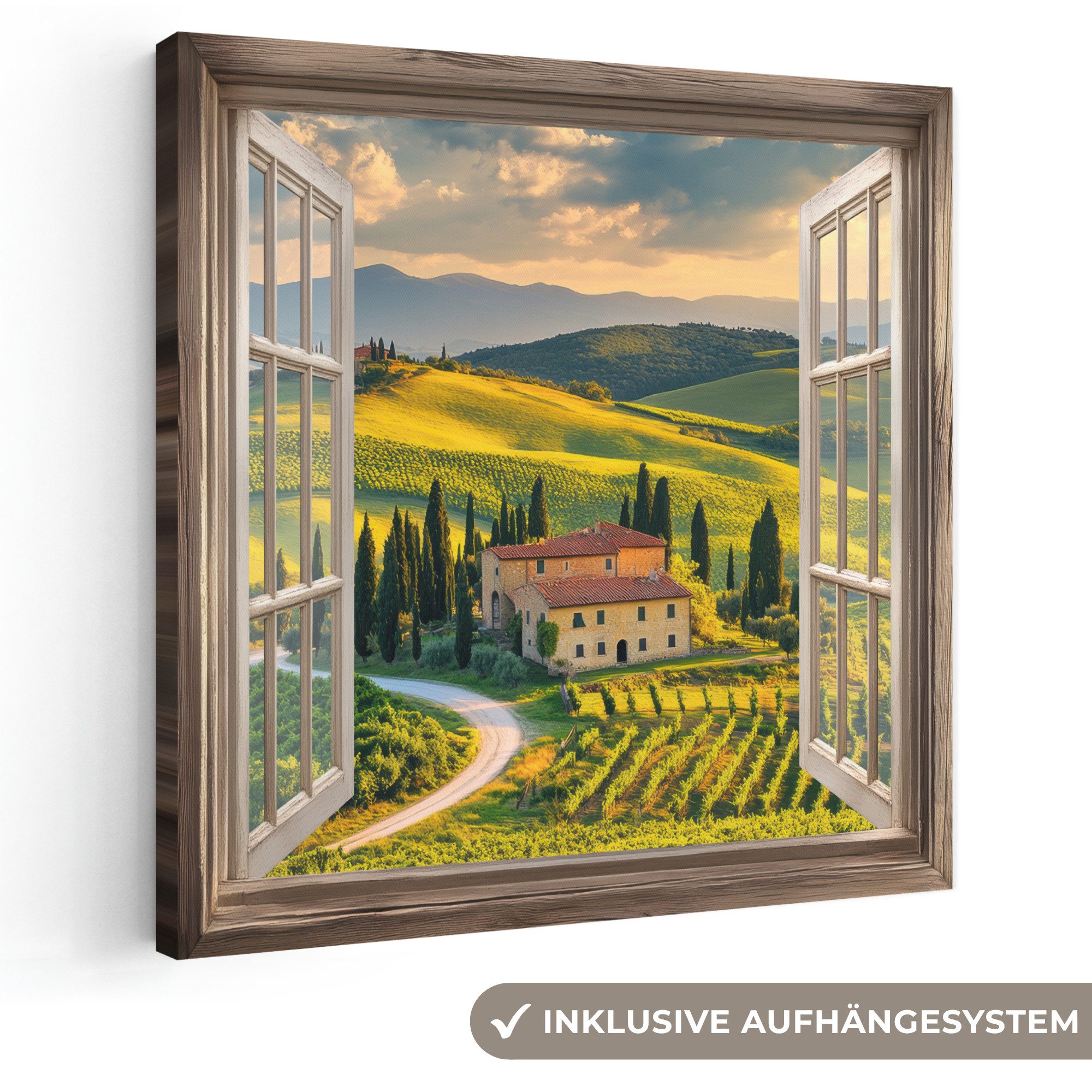 OneMillionCanvasses® Leinwandbild Ansichten - Toskana - Landschaft - Sommer, Fotodruck (1 St), Wandbild, Deko Schlafzimmer Wohnzimmer Flur 20x20 cm