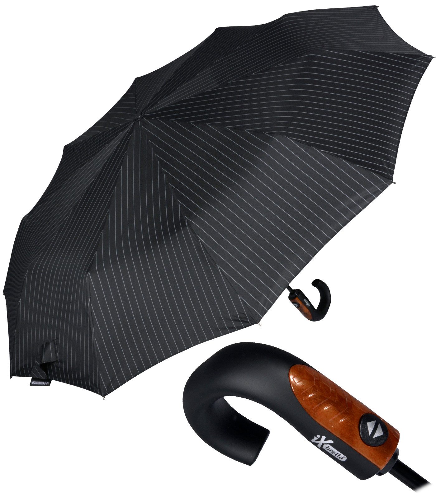 Taschenregenschirm mit Auf-Zu-Automatik und 10 Streben