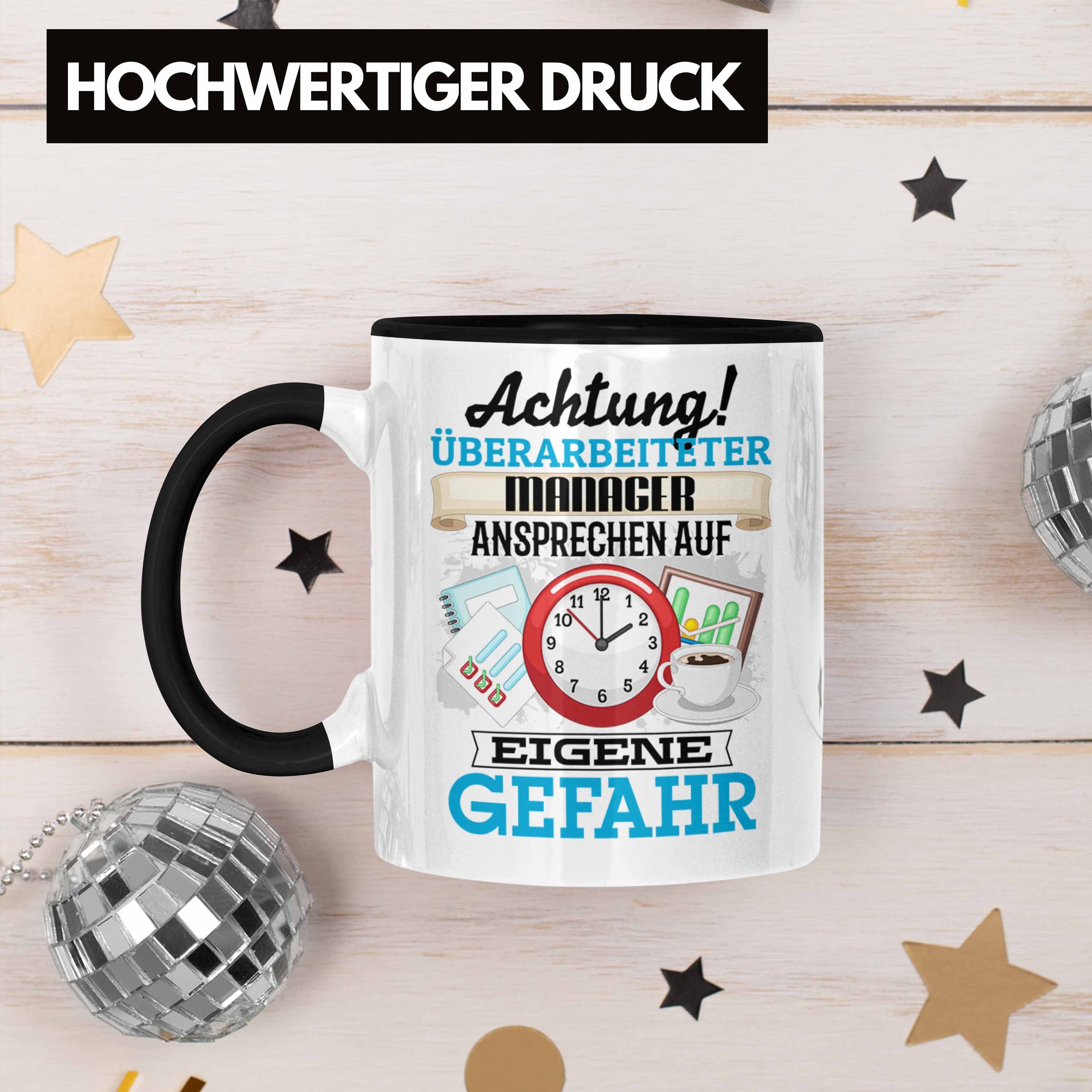 Lustiger Geschenk Geschenkidee Kaffeebecher für Spruch Tasse M Trendation Manager Schwarz Tasse