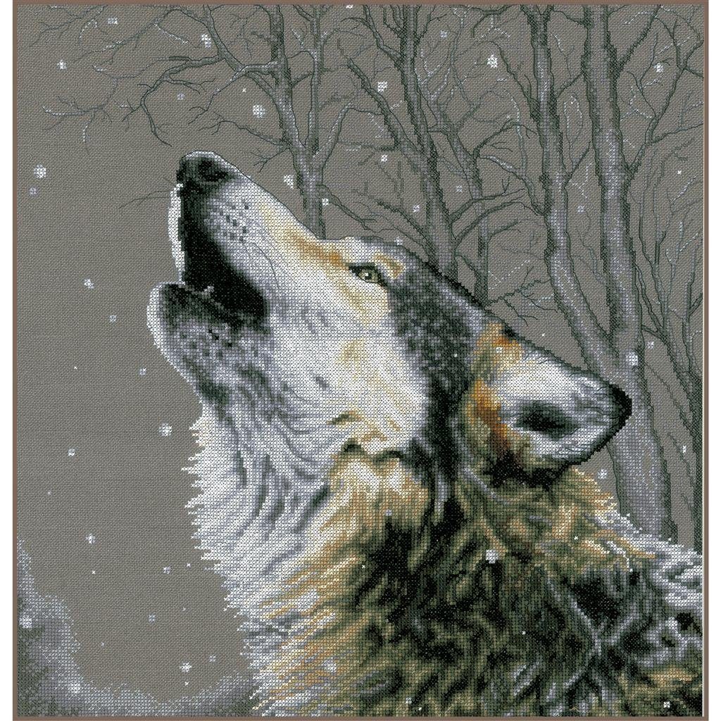 Lanarte Kreativset Lanarte PN-0202607 Zählmusterpackung Die Sterne anheulen Motiv Wolf, (Set, Lanarte embroidery Kit), Made in Europe