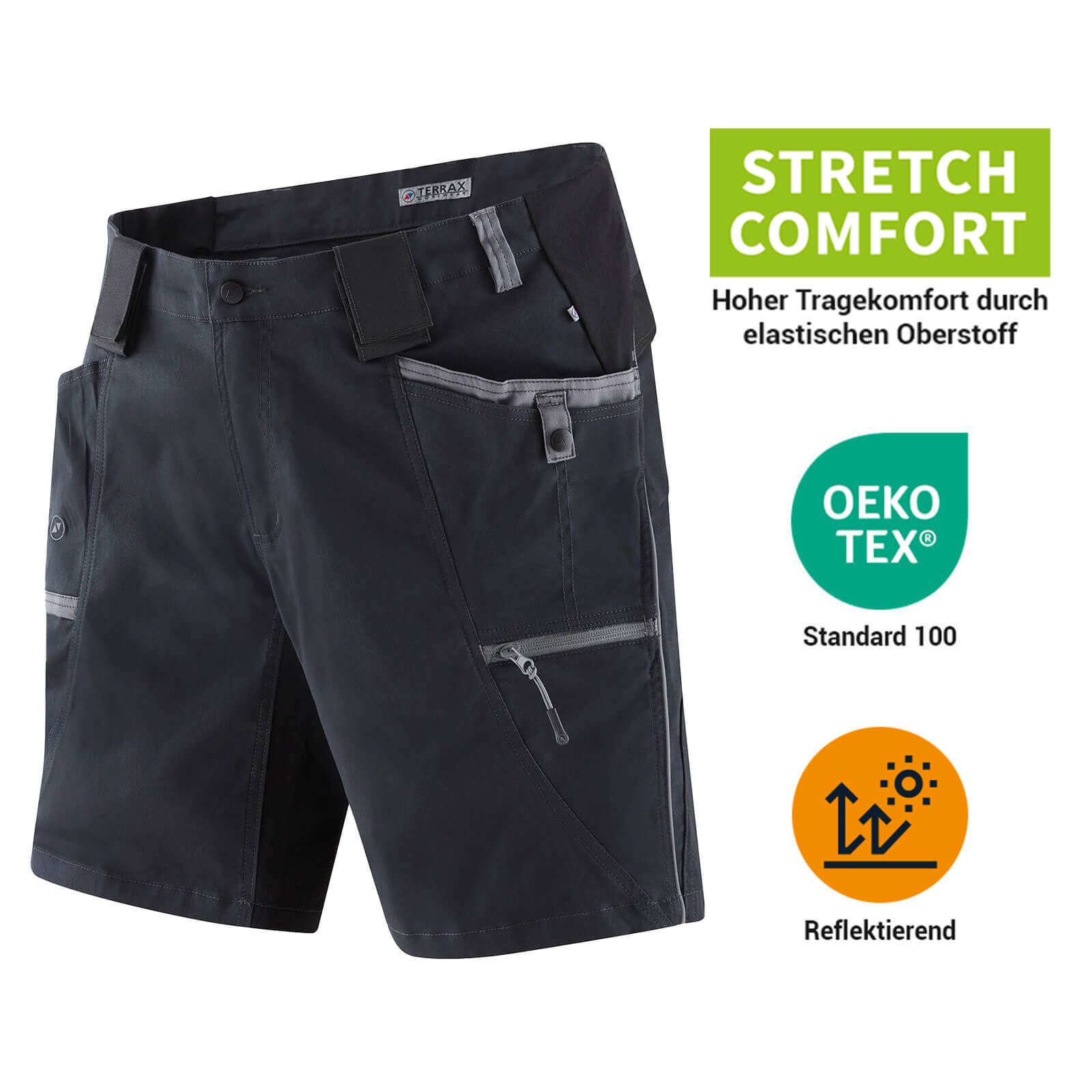 Terrax Workwear Arbeitsshorts 20551 Herren Arbeitshose Shorts in schmaler Form mit Beintaschen