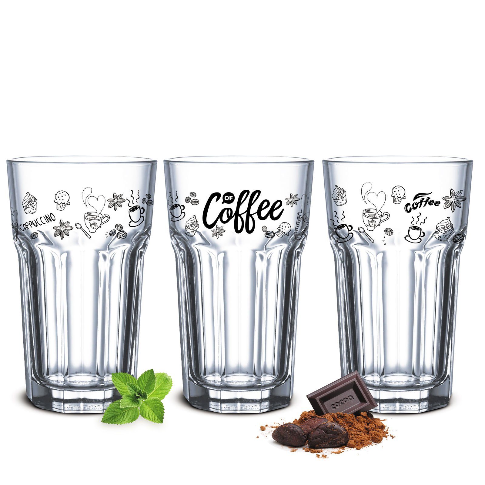Sendez Latte-Macchiato-Glas 6 Kaffeegläser 300ml Latte Macchiato Gläser Cocktailgläser Caipirinha, Ohne Löffel