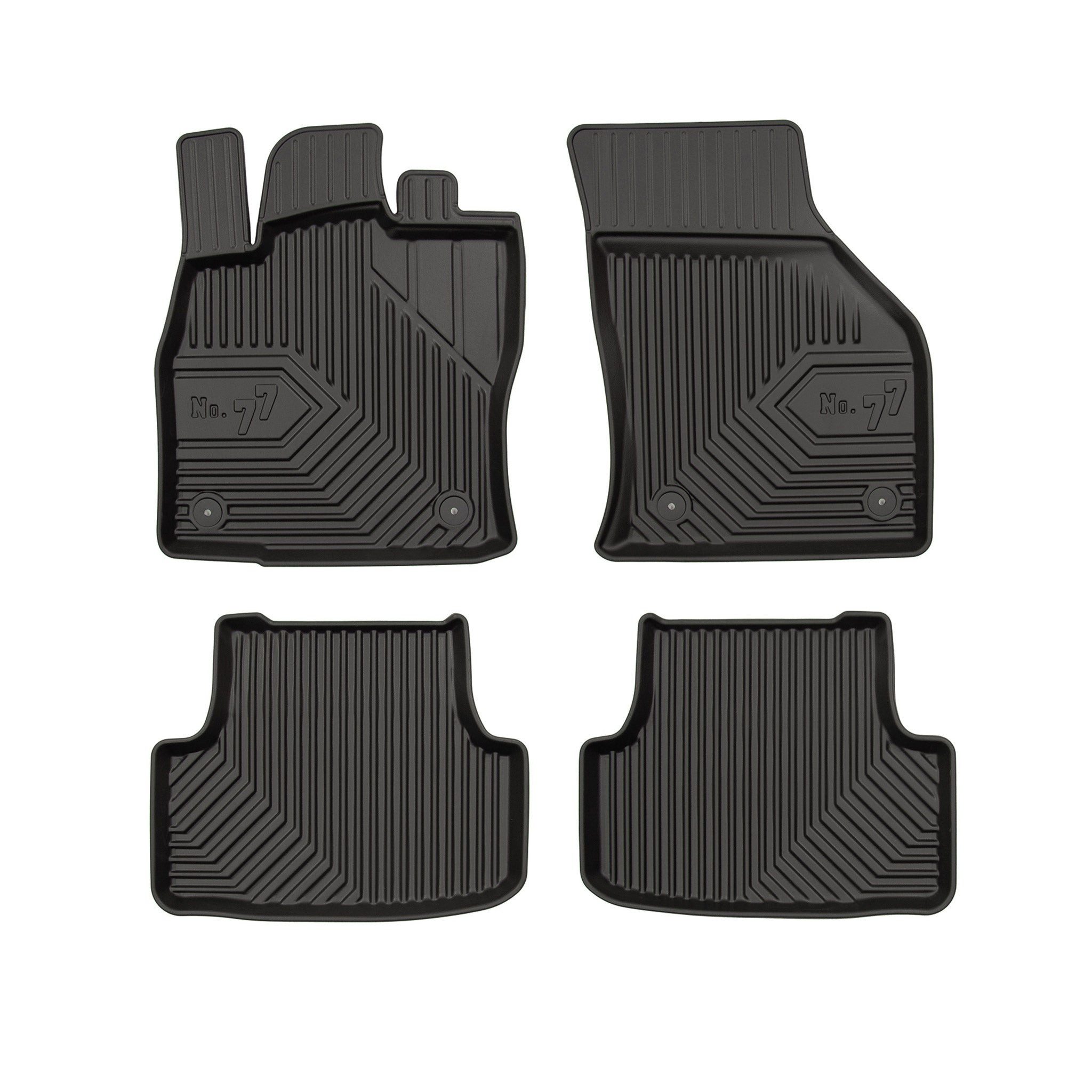 Auto-Fußmatten Gummimatten No.77 für Seat Leon III 2012-2020 TPE Schwarz 4 Teile