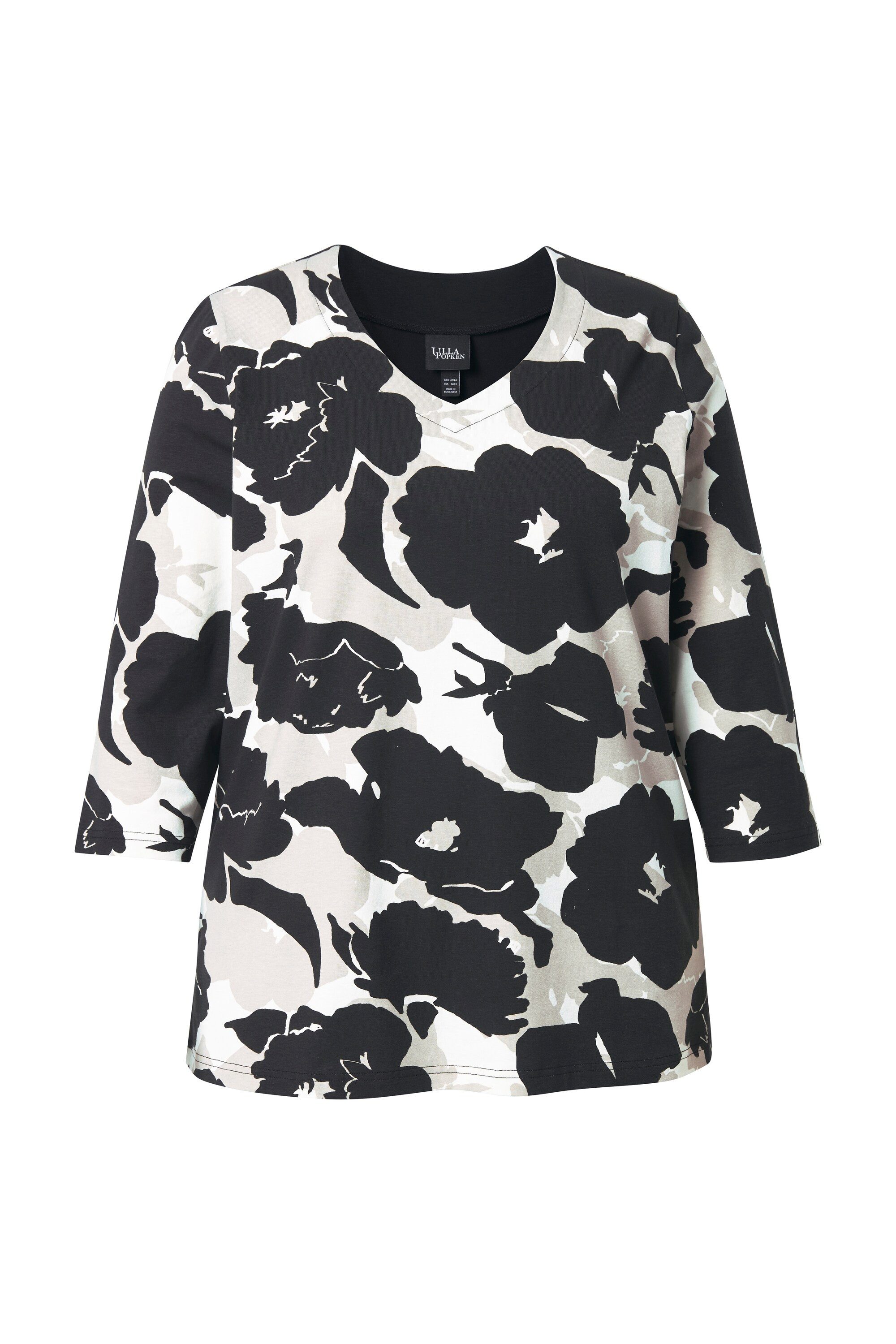 T-Shirt Shirt Blüten Classic V-Ausschnitt 3/4-Arm