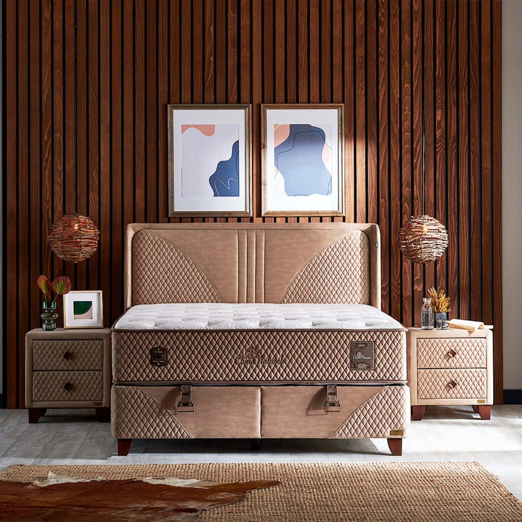 gowoll Boxspringbett Schlafzimmer Set Boxspringbett 180x200 - 140x200 Clima Naturel