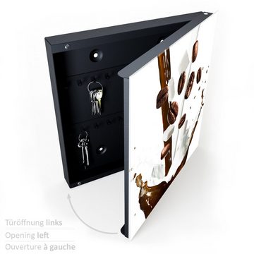 Primedeco Schlüsselkasten Magnetpinnwand mit Glasfront Splash aus Milch und Kaffee (1 St)