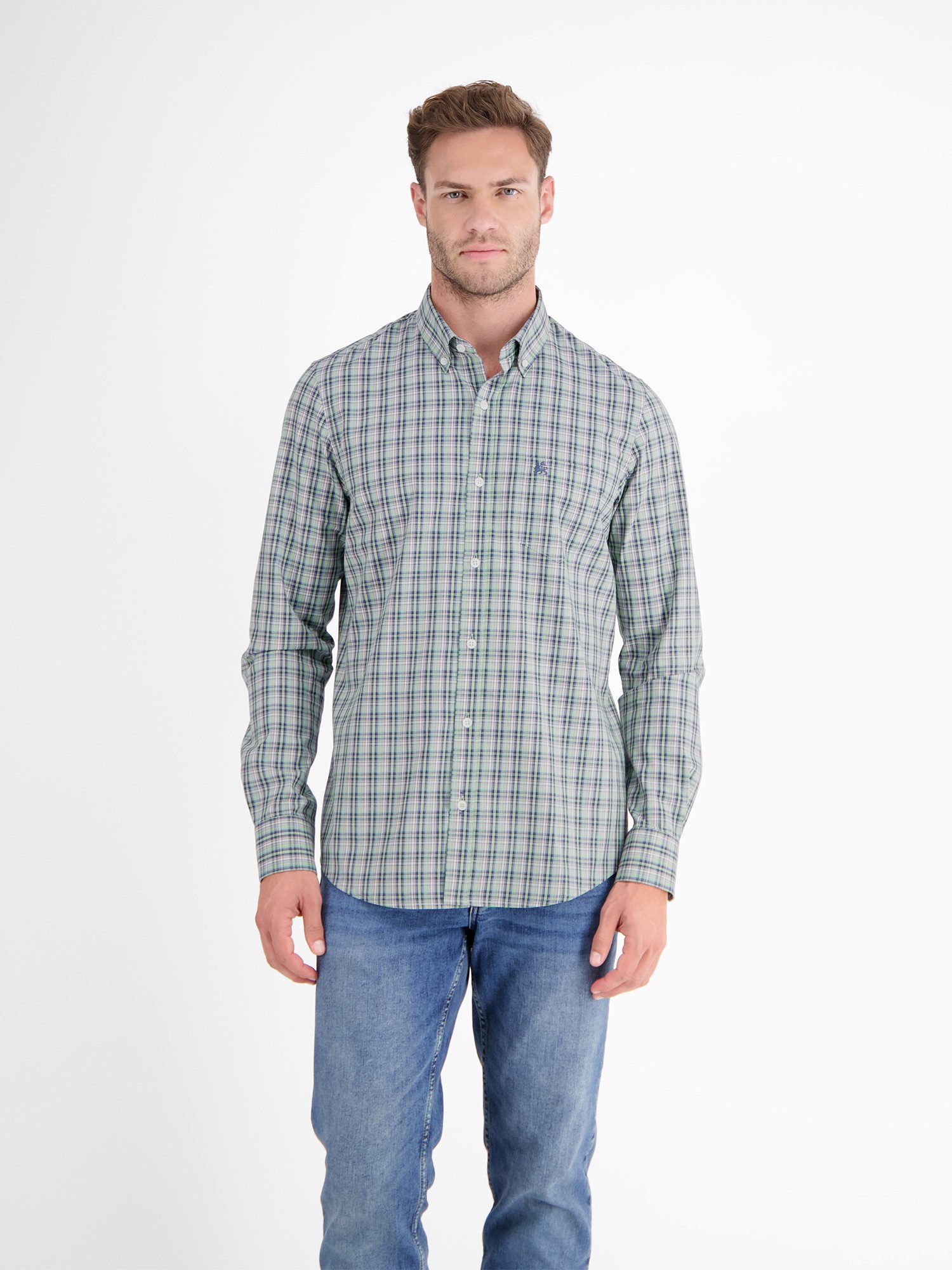 LERROS Karohemd "LERROS Kariertes Herrenhemd mit Button-down-Kragen" günstig online kaufen