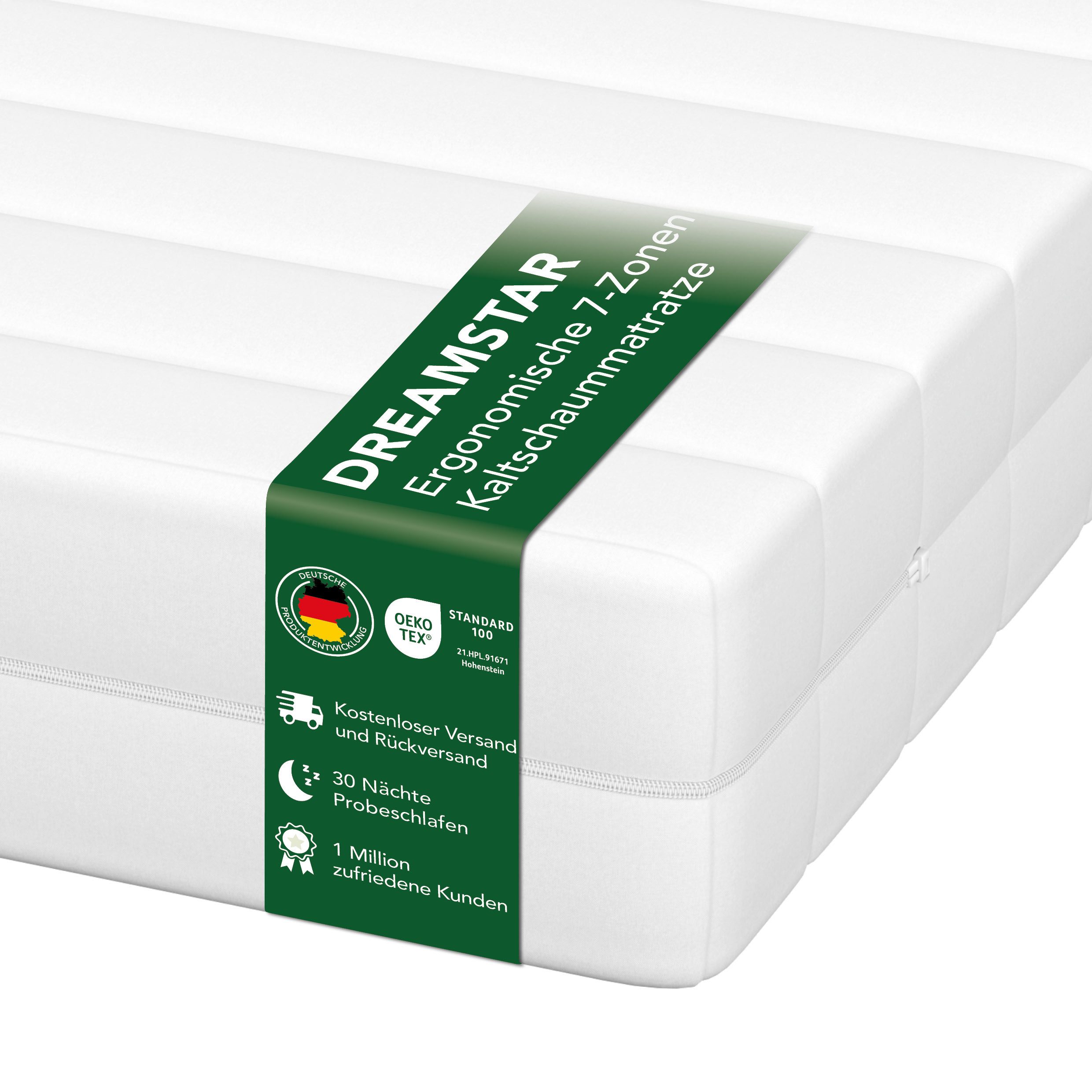 Kaltschaummatratze Easy Flex, 7-Zonen Matratze mit Duo-Härtegrad (H2/H3 & H3/H4), Dreamstar, wendbar, atmungsaktiv, ergonomisch - für jede Schlafposition