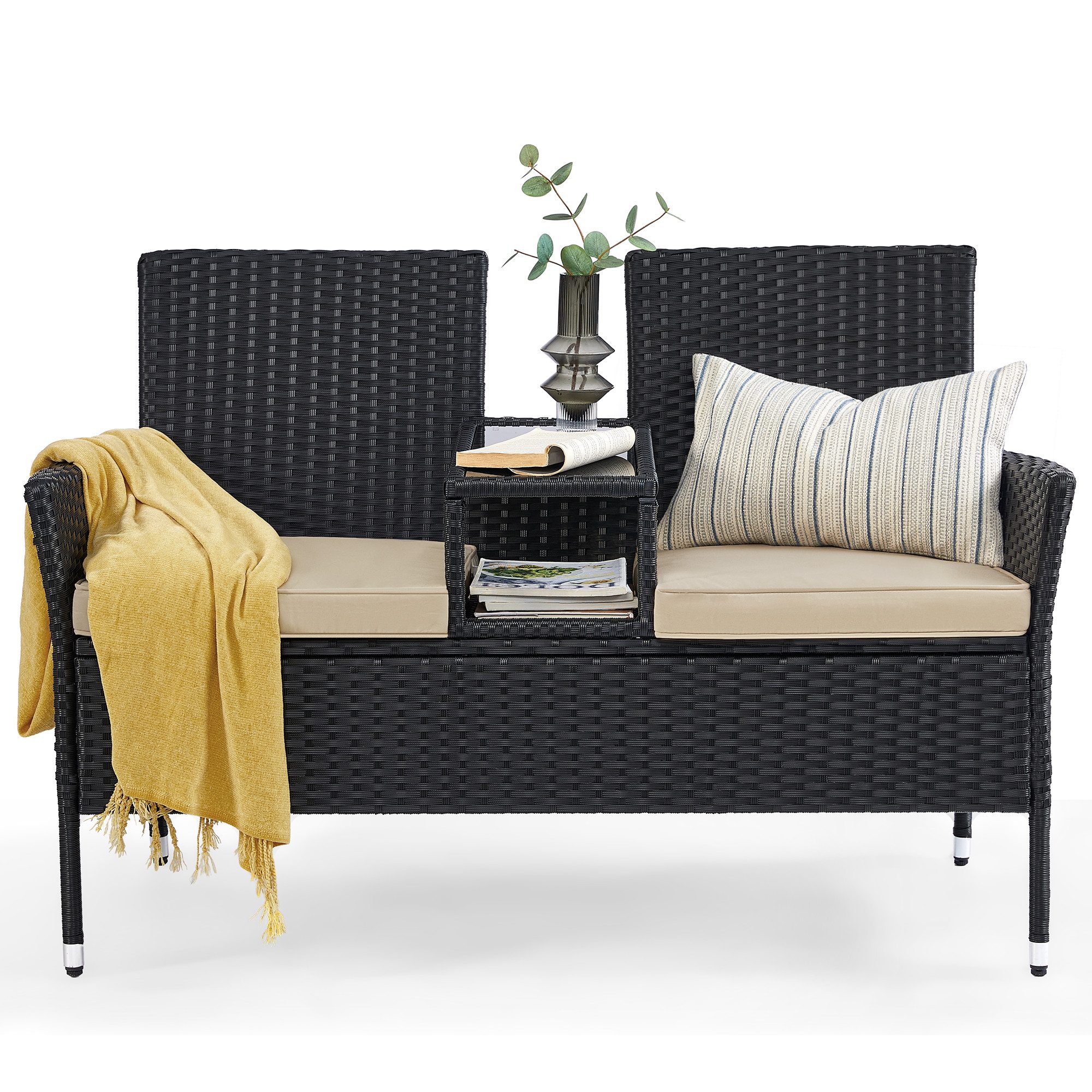 SONGMICS Balkonset, (1-tlg., 1 Gartensofa, mit Tisch, Kissen), Gartenmöbel, günstig online kaufen