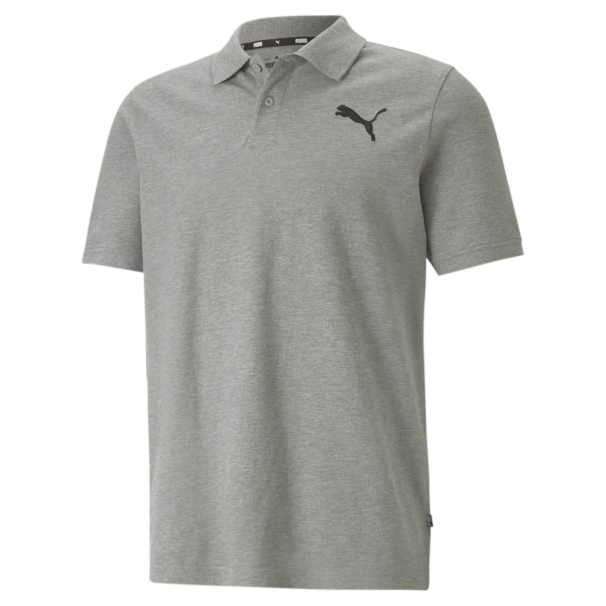 Heather Poloshirt Herren PUMA Pique Essentials Cat Poloshirt Medium Gray