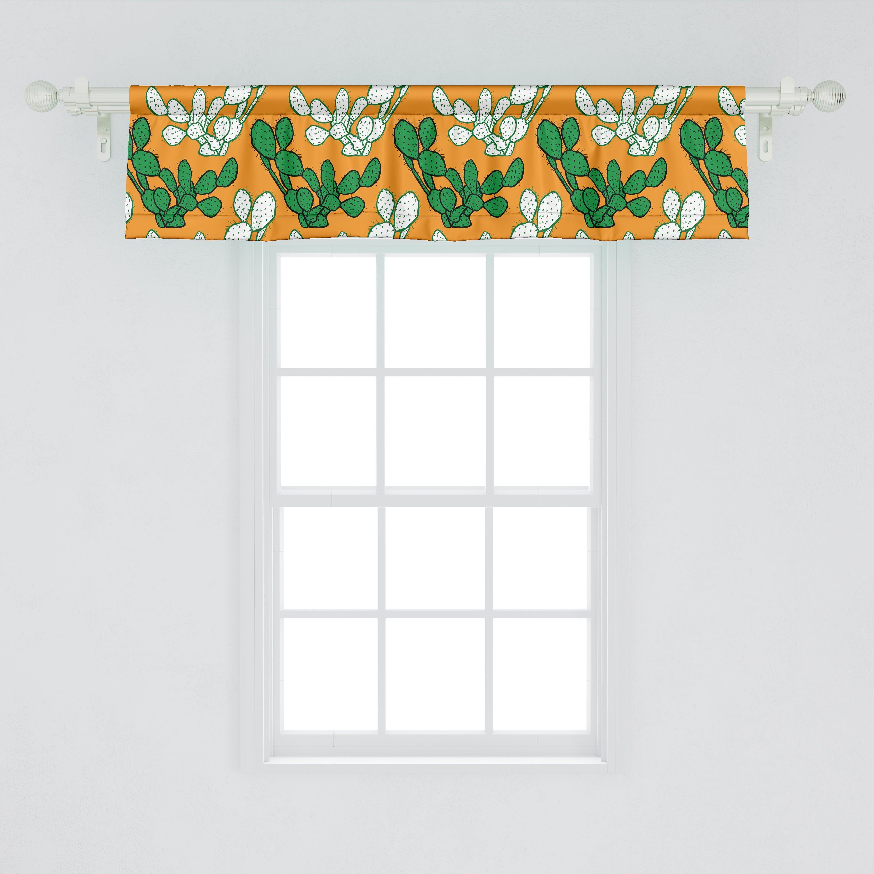 Scheibengardine Vorhang Volant Stangentasche, mit Schlafzimmer Saftig Küche Silhouetten Abakuhaus, Kaktus-Anlage Dekor Microfaser, für
