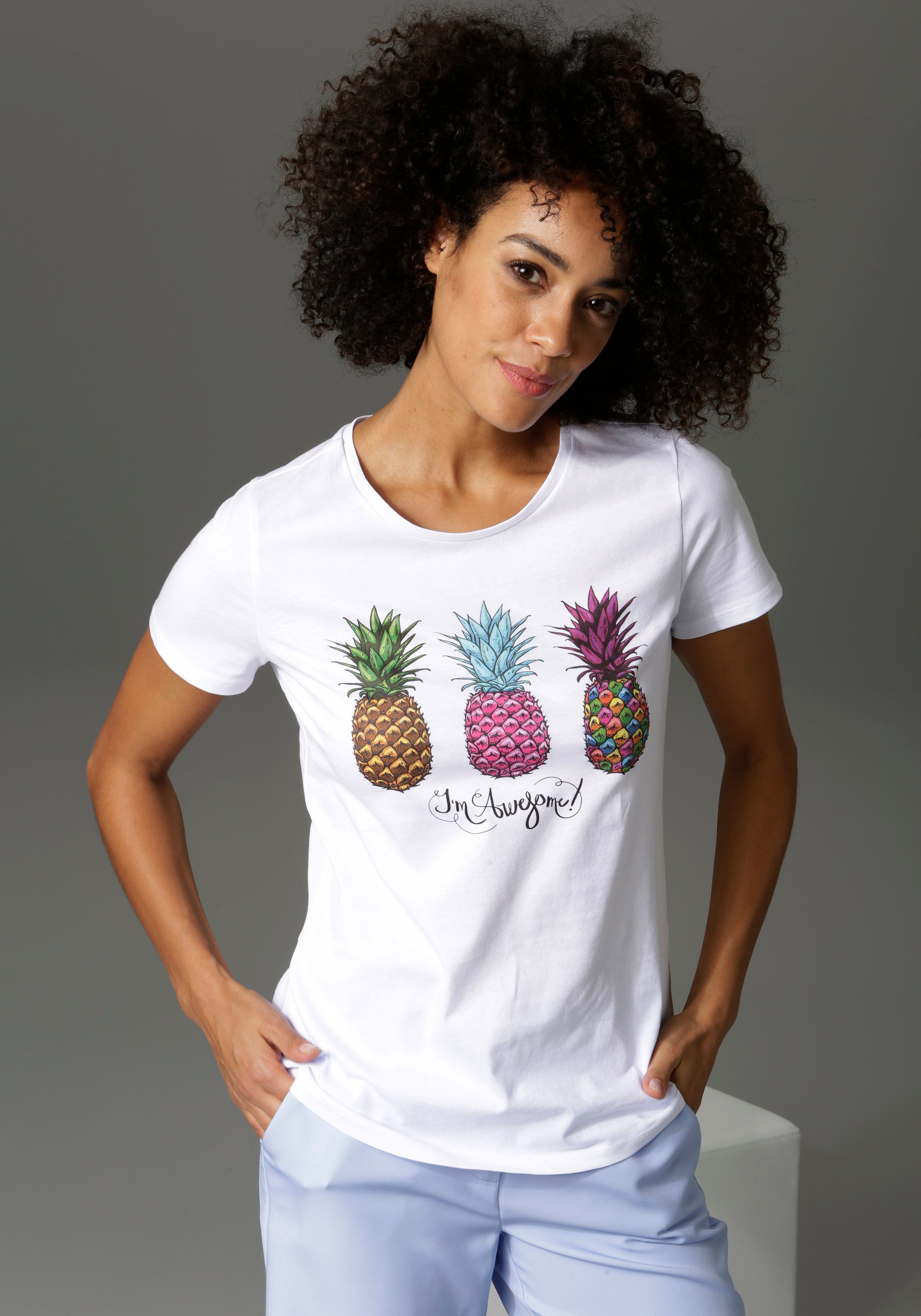 Aniston CASUAL T-Shirt mit 3 bunten Ananas bedruckt online kaufen | OTTO
