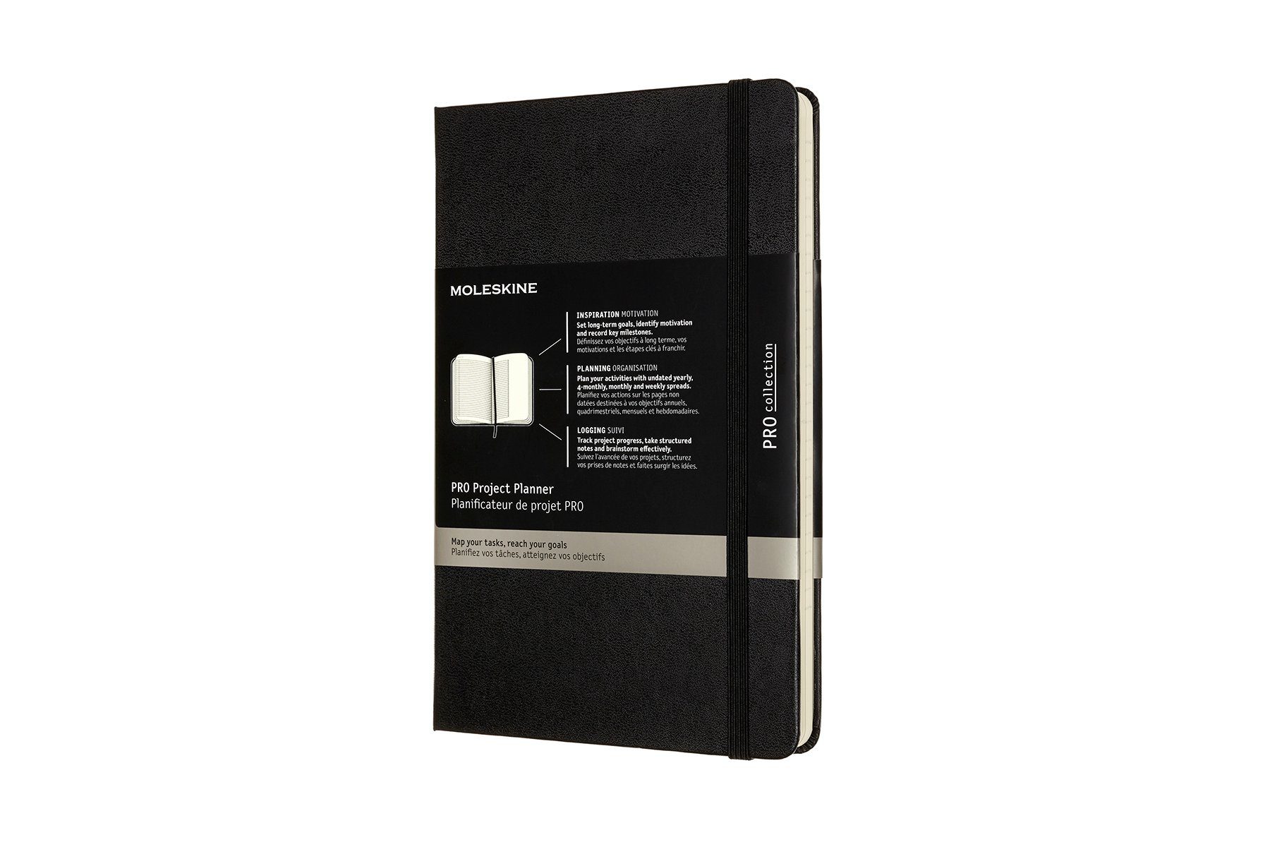 MOLESKINE Notizbuch, Pro Projekt-Planer mit festem Einband - 70g-Papier - Schwarz