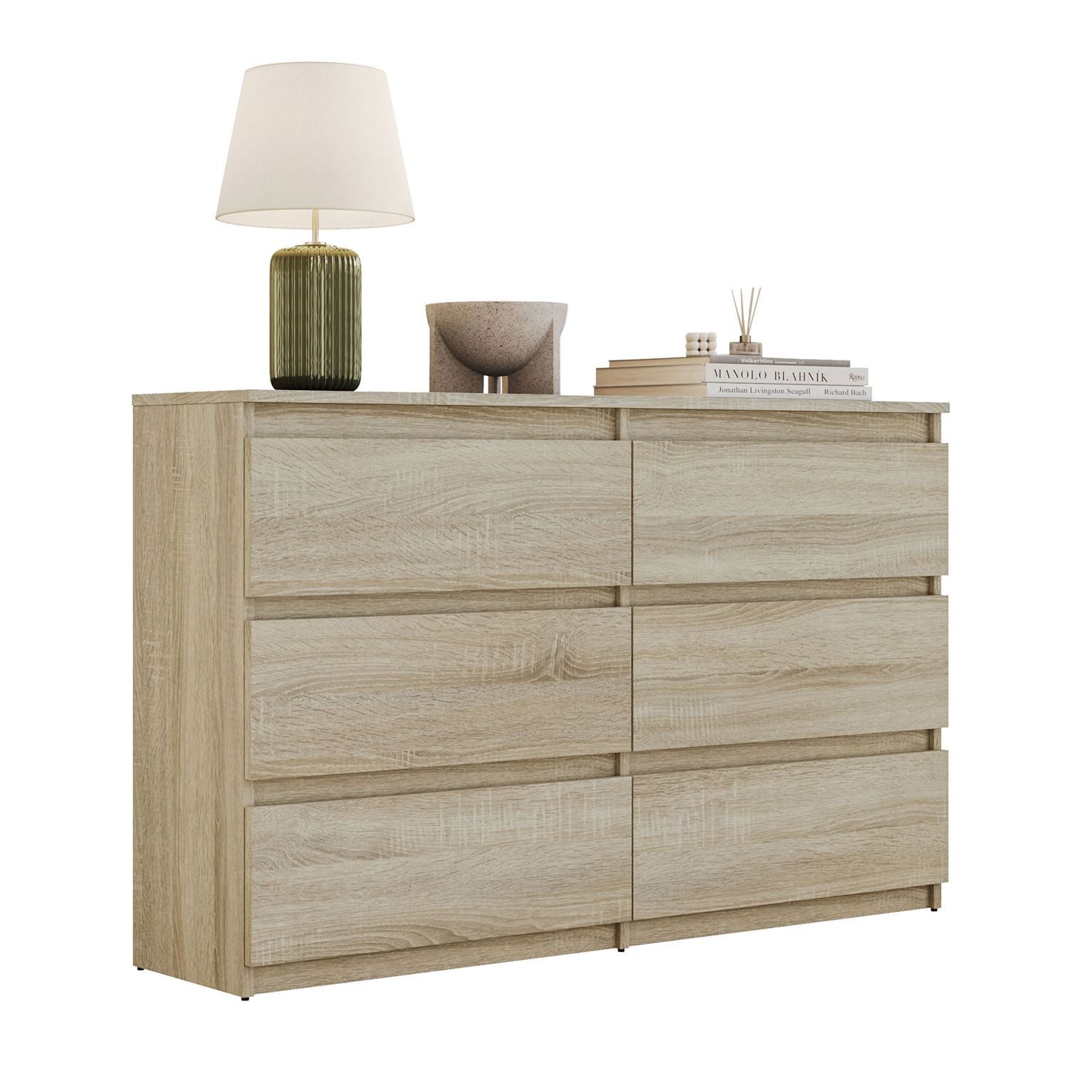 Lookway Kommode HANA M6– elegante Kommode mit geräumigen Schubladen, Breite: 120 cm und 140 cm, Höhe: 74,7 cm, Tiefe: 30 cm oder 40 cm