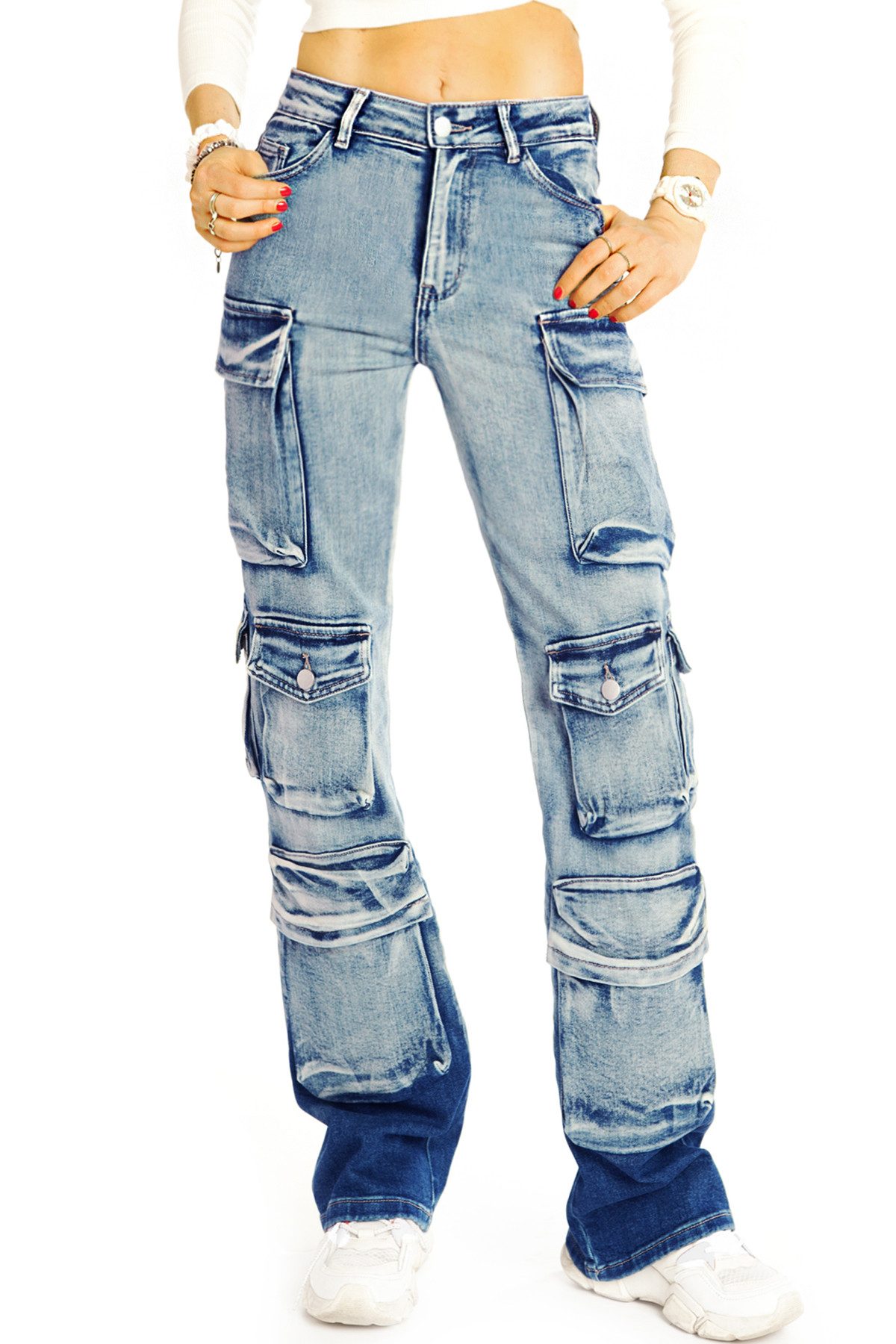 be styled Cargojeans High Waist Cargojeans Hose mit aufgesetzen Taschen - Damen - j31L-1 High Waist