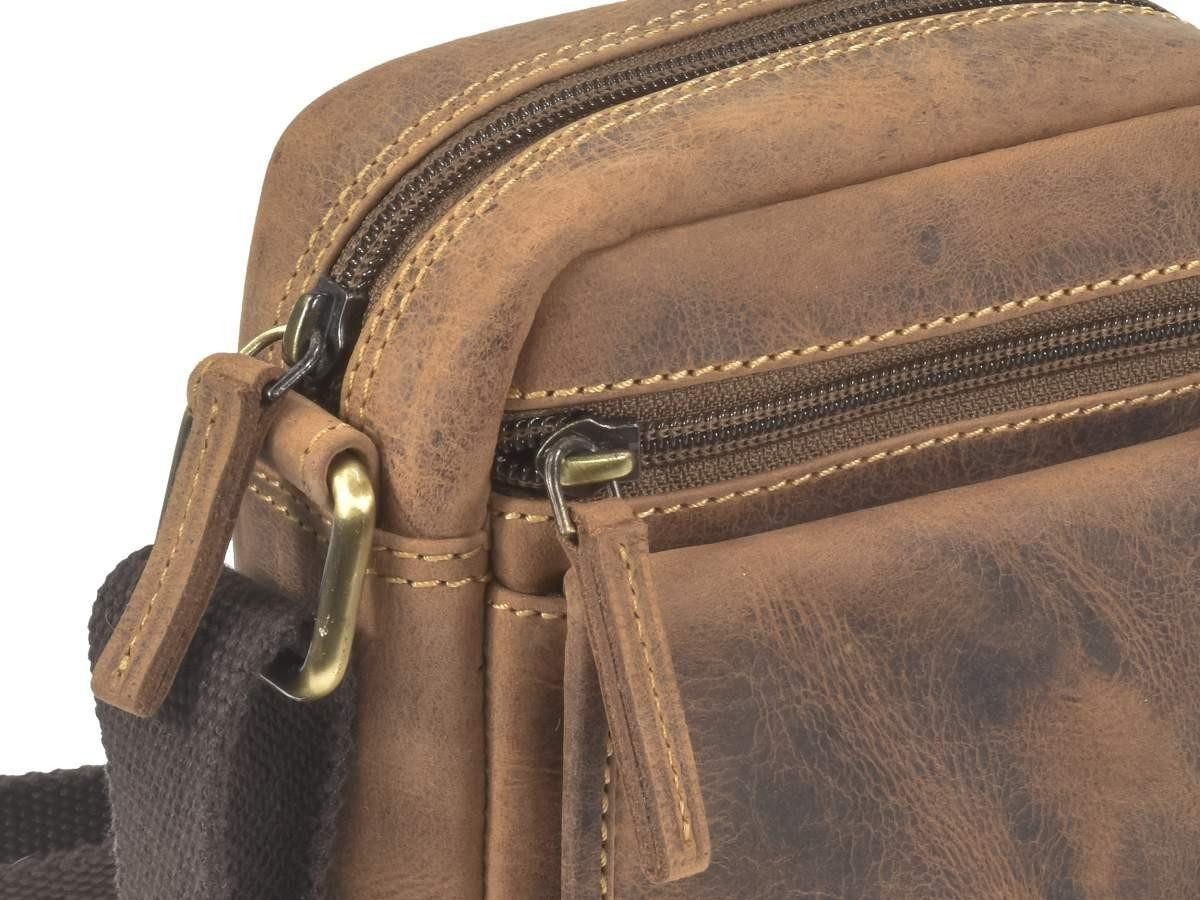 Greenburry Umhängetasche "Vintage" Leder, Schultertasche, kleine Herrentasche 15x17cm, antik Look