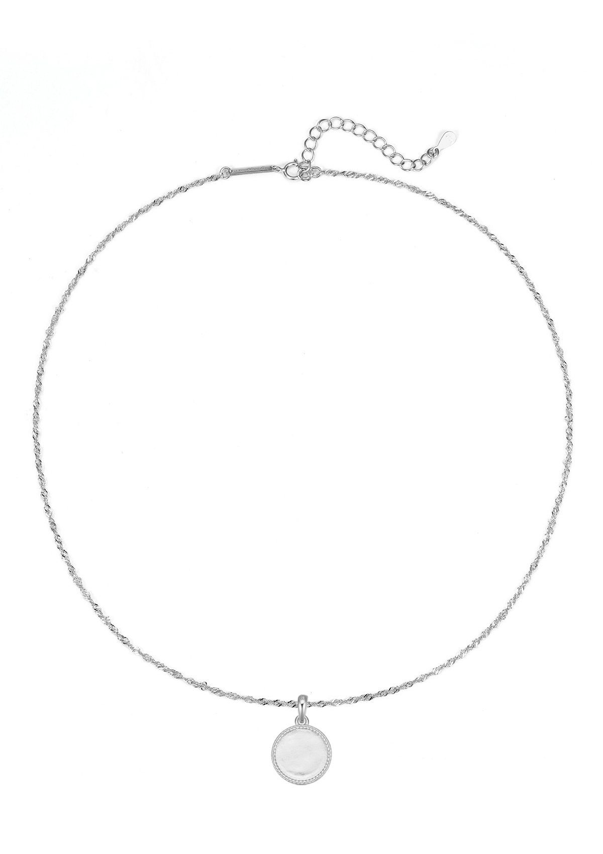 Hey Happiness Silberkette mit Anhänger Kreis/Oval/Rechteck, zur Auswahl, 925 Silber Geo Medaillon Anhänger mit Singapur Kette – Bild 4 von 4