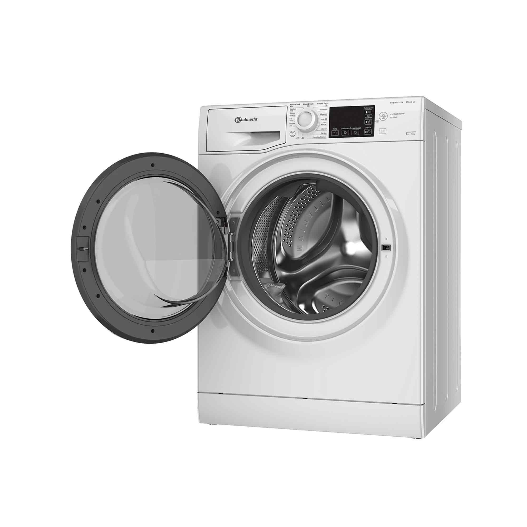 BAUKNECHT Waschtrockner WD ECO SHIELD 8614 D, 8 kg, 6 kg, 1400 U/min, Steam Hygiene mit Antivirus, Flecken 40°, Steam Refresh
