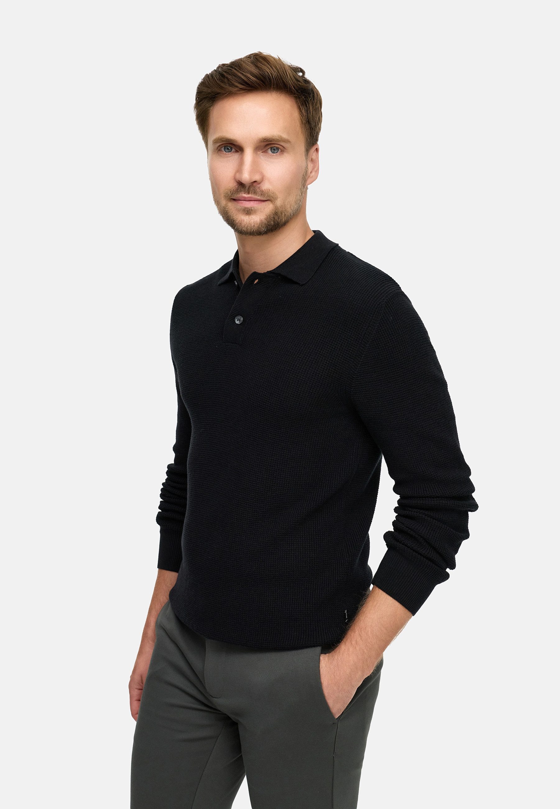 Jeff Strickpullover Herren JFTristan polo Pullover Herrenpullover mit Polokragen und Knopfleiste