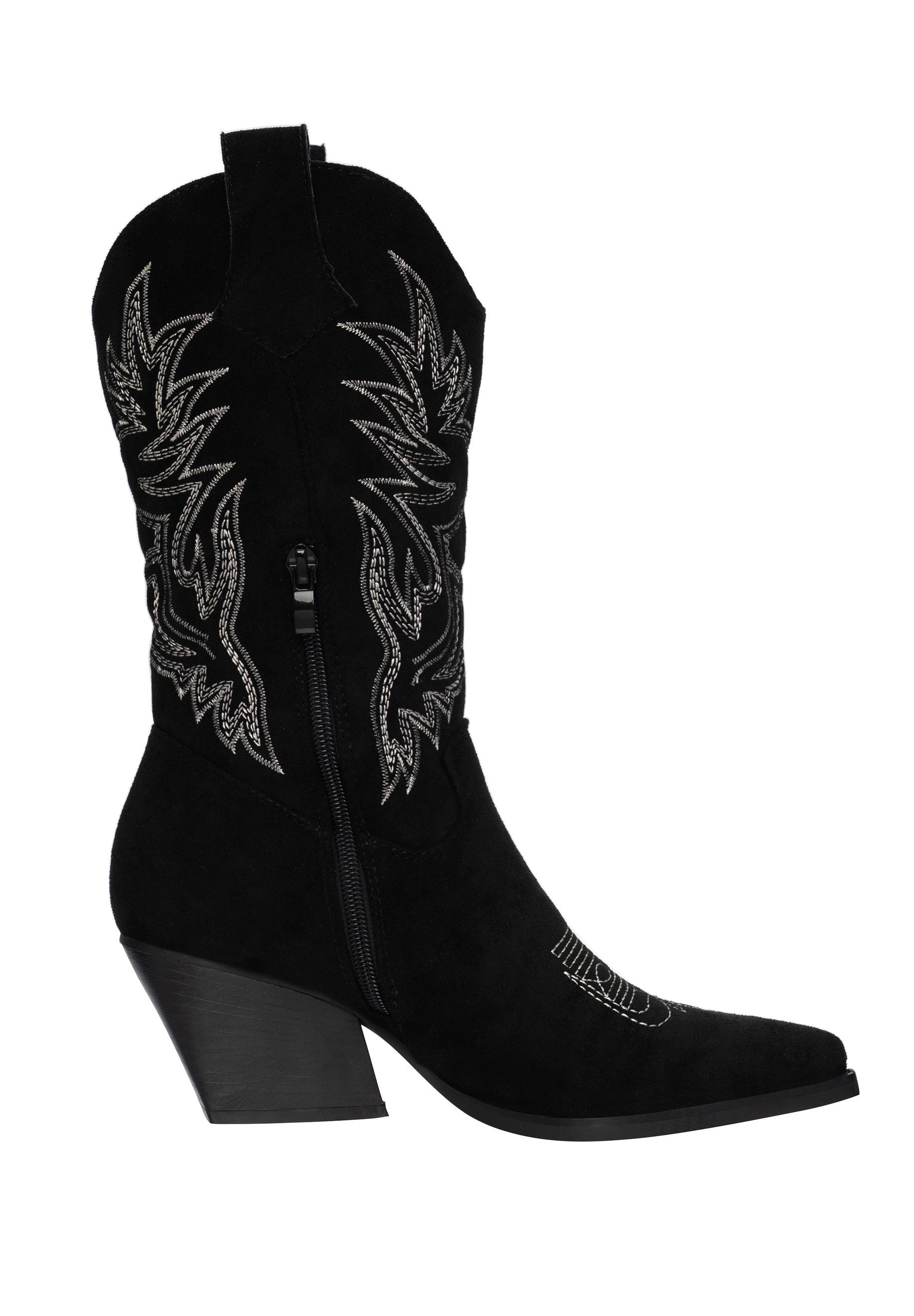 Salinyang Damen Westernstiefel mit Stickereien und Blockabsatz Cowboy Stiefel