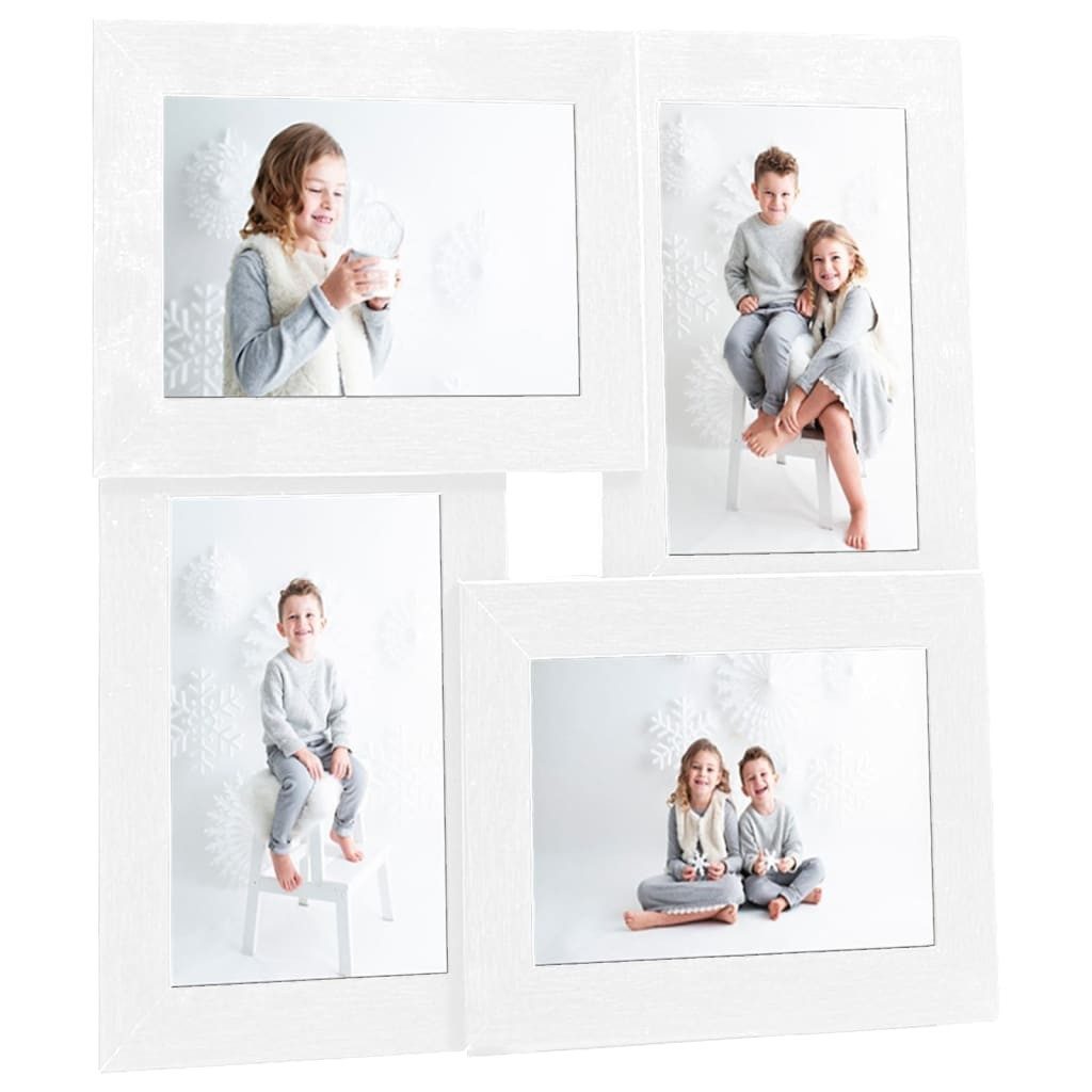 Bilderrahmen Collage Bilderrahmen für 4x(10x15 cm) Fotos Weiß MDF