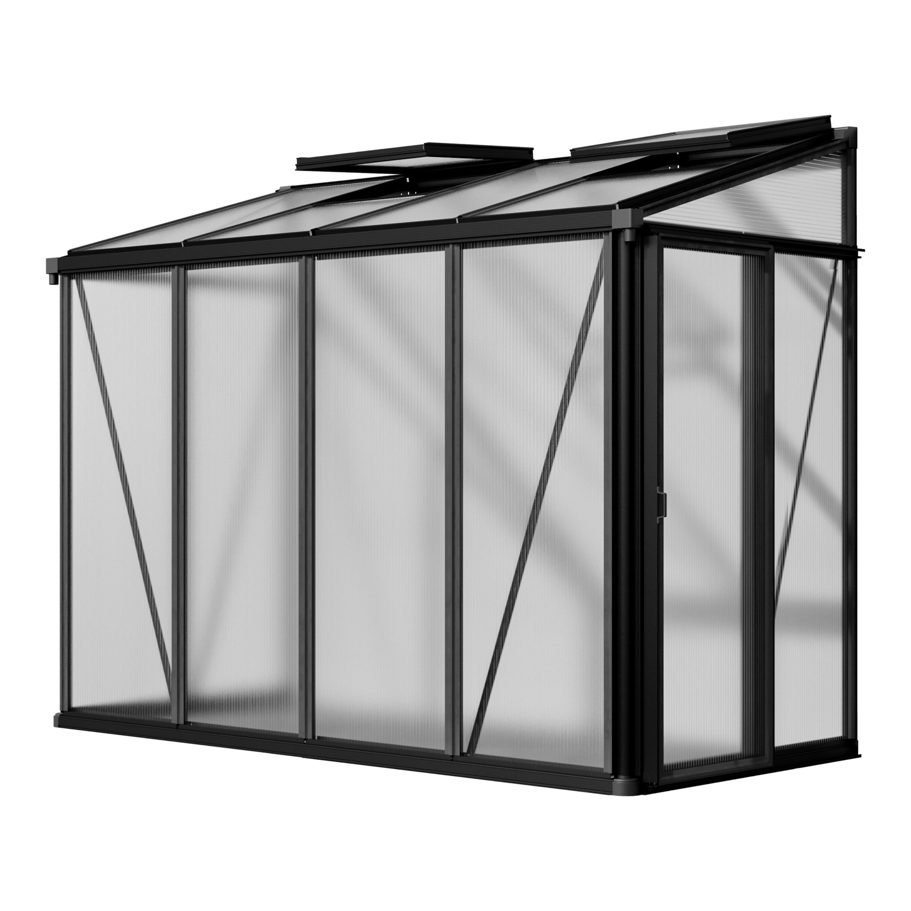 GFP Anlehngewächshaus Anlehngewächshaus Flora 24 anthrazit, 16 mm Wandstärke, Seitenhöhe 175 cm