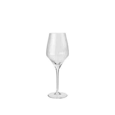 Broste Copenhagen Weißweinglas Sandvig Weißweinglas 0,45l, Mundgeblasenes Glas mit Linien
