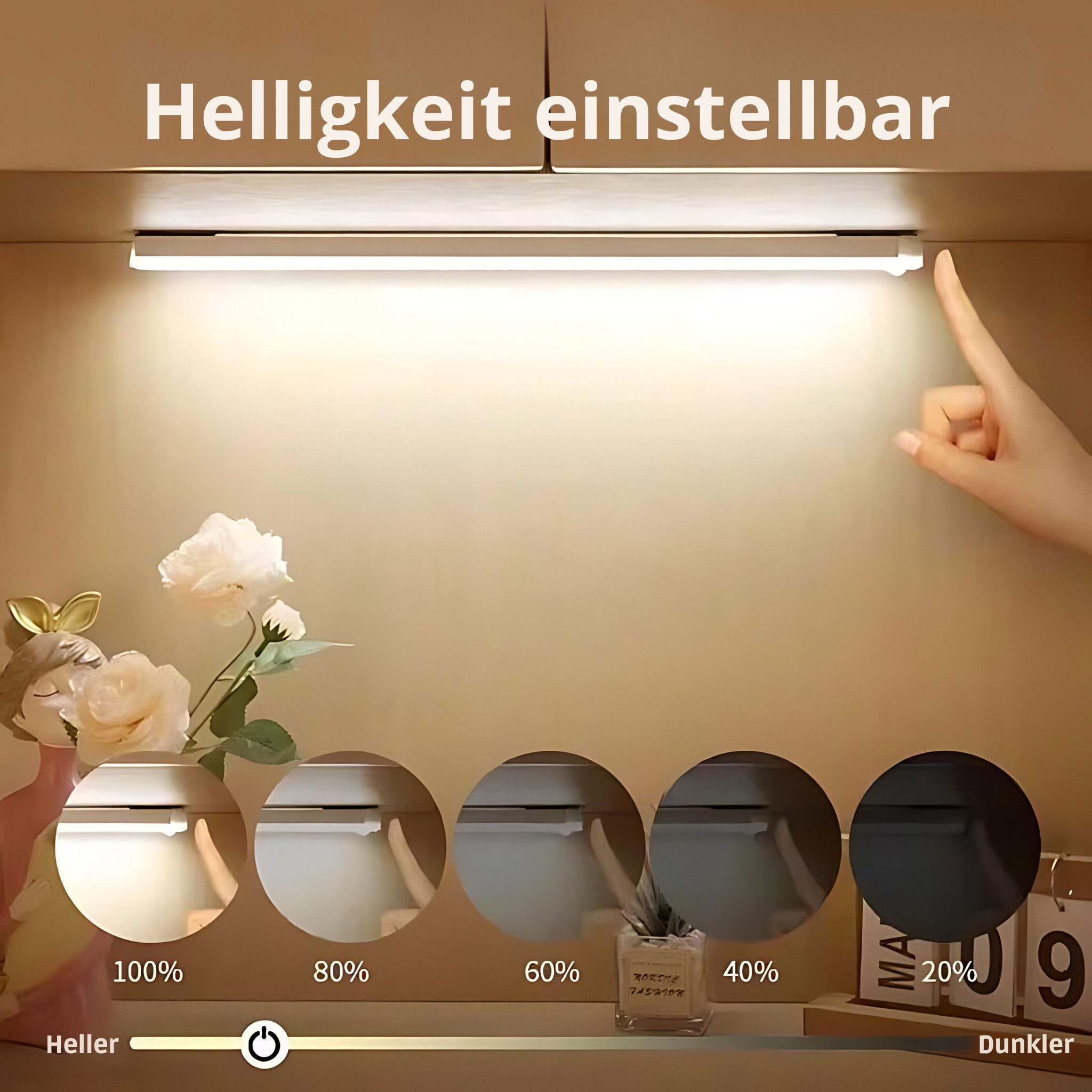 HS.SUPPLY LED Lichtleiste LED Lichtleiste mit Bewegungssensor, LED fest integriert, Tageslichtweiß, Warmweiß, Kaltweiß, Universell einsetzbar für Treppen, Küche, Wohnzimmer, etc.