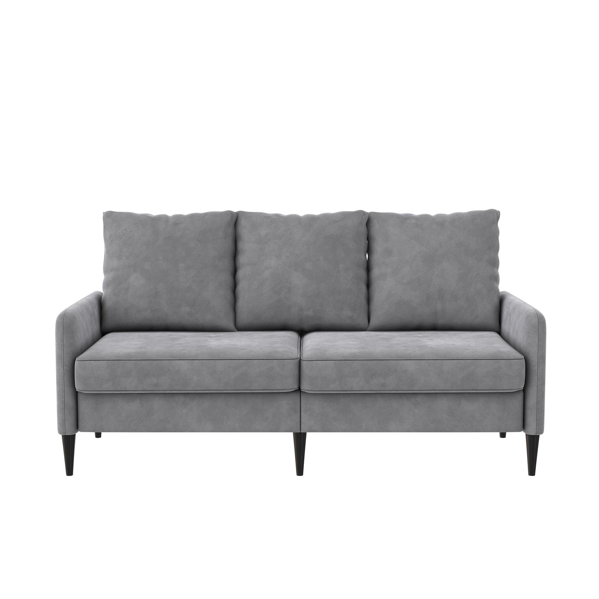 Samtoptik, Sofa in Bezug hellgrau loft24 Länge Cassia, 3-Sitzer 175 cm Couch,