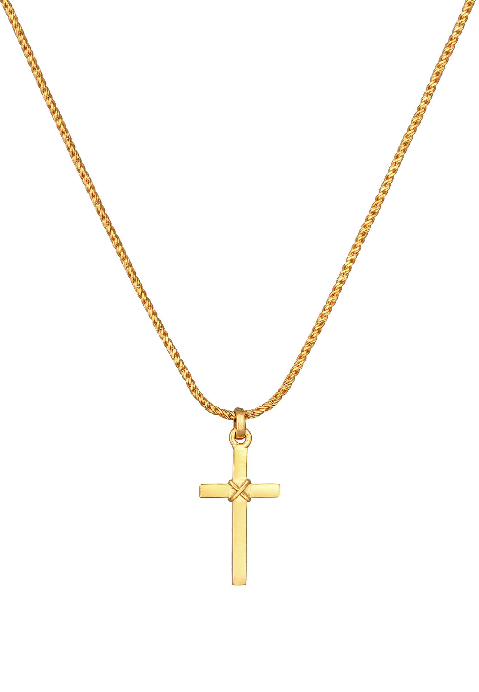 Silber, Herren Kuzzoi Kreuz Kordelkette Flach Gold Kette Kreuz 925 Anhänger mit