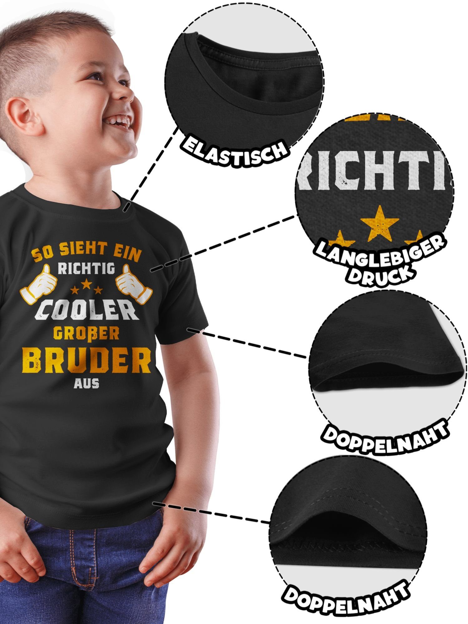 Shirtracer T-Shirt großer aus Großer Schwarz Bruder Bruder richtig ein 3 Orange cooler sieht So