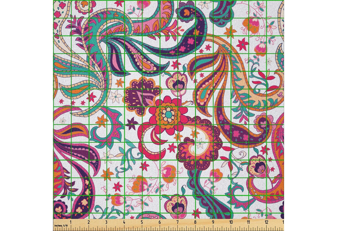 Thumbnail - Abakuhaus Stoff DIY Bastler Stoff für Dekorationszwecke, Paisley Bunte Blumen