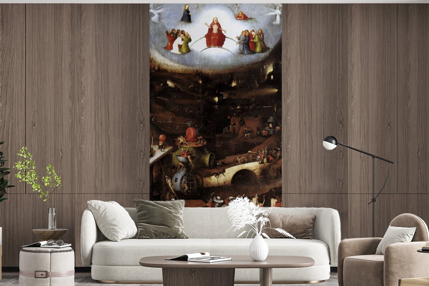 von MuchoWow St), Fototapete für Das Hieronymus bedruckt, - Vliestapete (2 Matt, Gemälde Schlafzimmer Gericht Jüngste Küche, Fototapete Bosch, Wohnzimmer