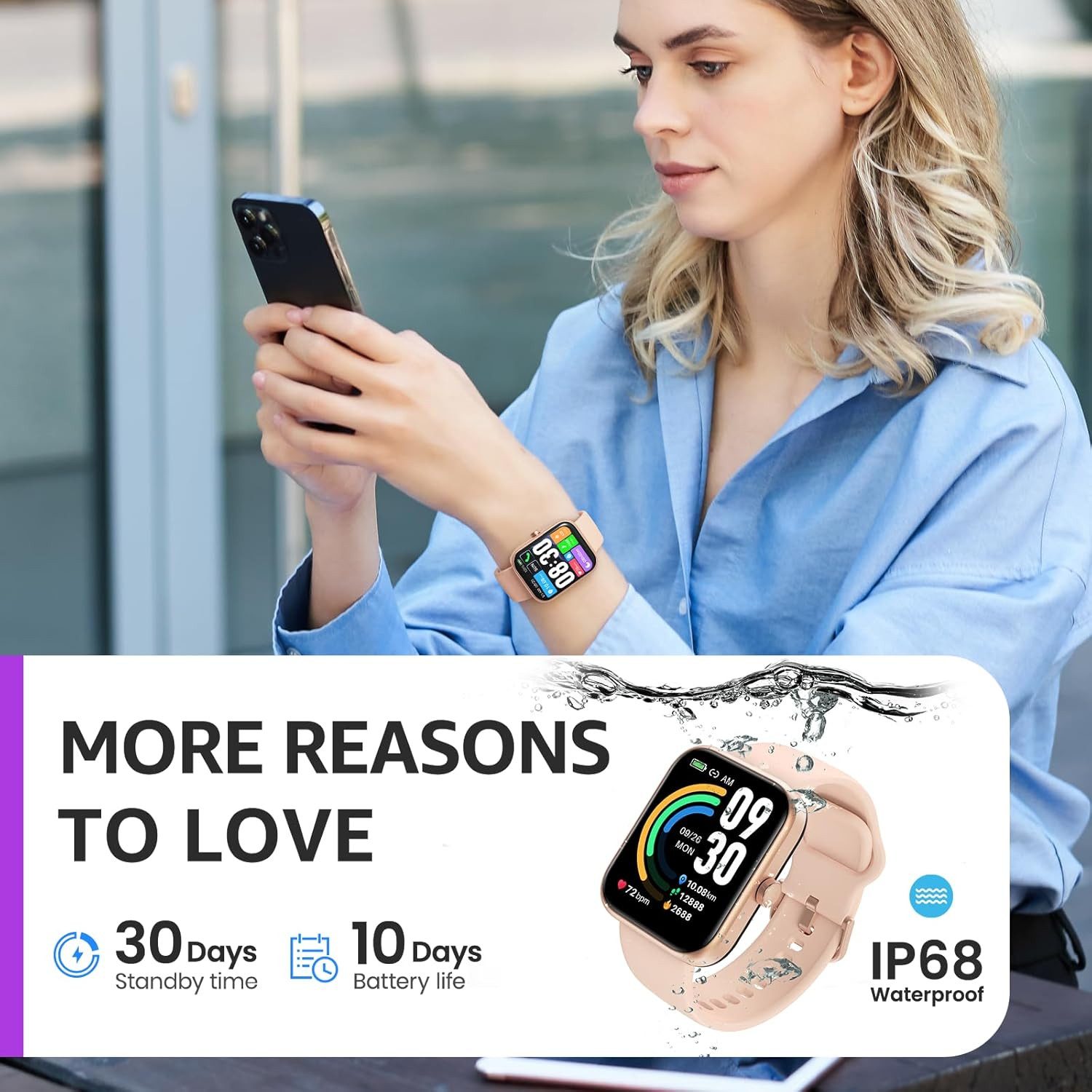 TOZO S3 Smartwatch (4,5 cm, android ios), Smartwatch mit Anruffunktion Gesundheit Sportmodi HD Touchscreen Uhr