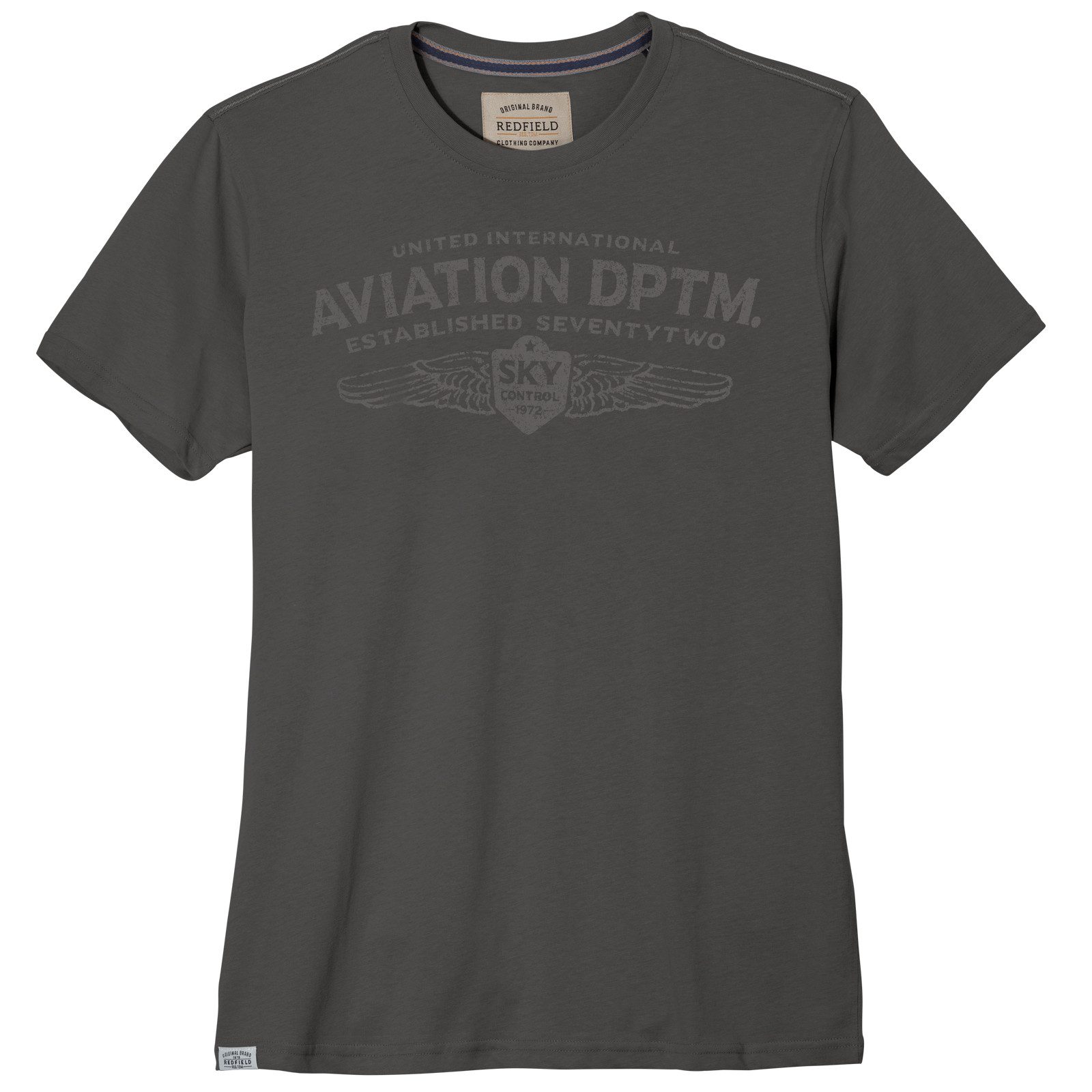 redfield Print-Shirt Redfield Übergrößen T-Shirt Print Aviation anthrazit