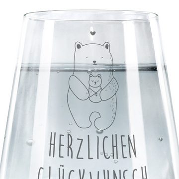 Mr. & Mrs. Panda Glas Bär Baby - Transparent - Geschenk, Geburtstag, Teddy, Trinkglas mit G, Premium Glas, Exklusive Gravur
