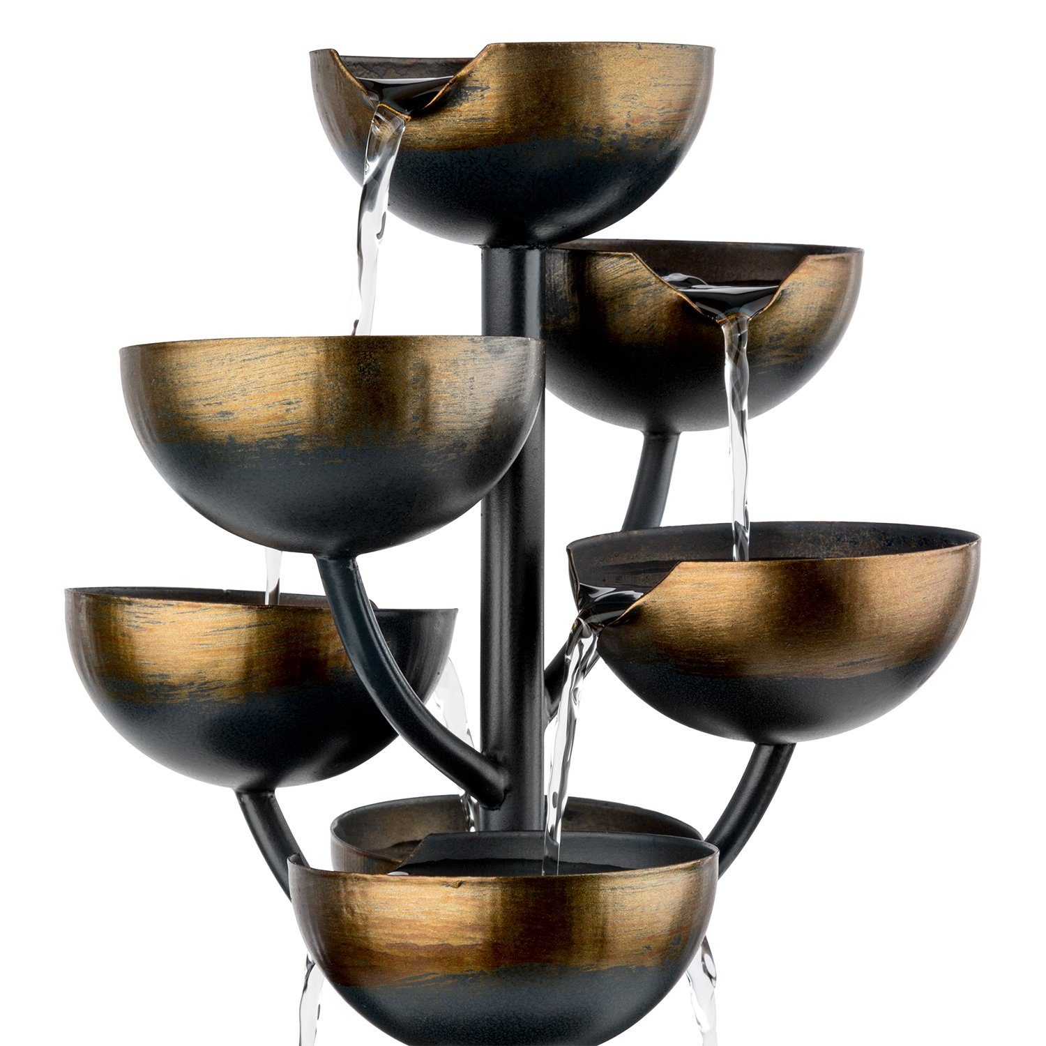 blumfeldt Wasserspiel Joshua Tree Gartenbrunnen 7W 17 Schalen 10m Kabel Indoor+Outdoor, 26 cm Breite, Zierbrunnen Zimmerbrunnen Wasserspiel mit LED & Wasserkrei – Bild 4 von 4