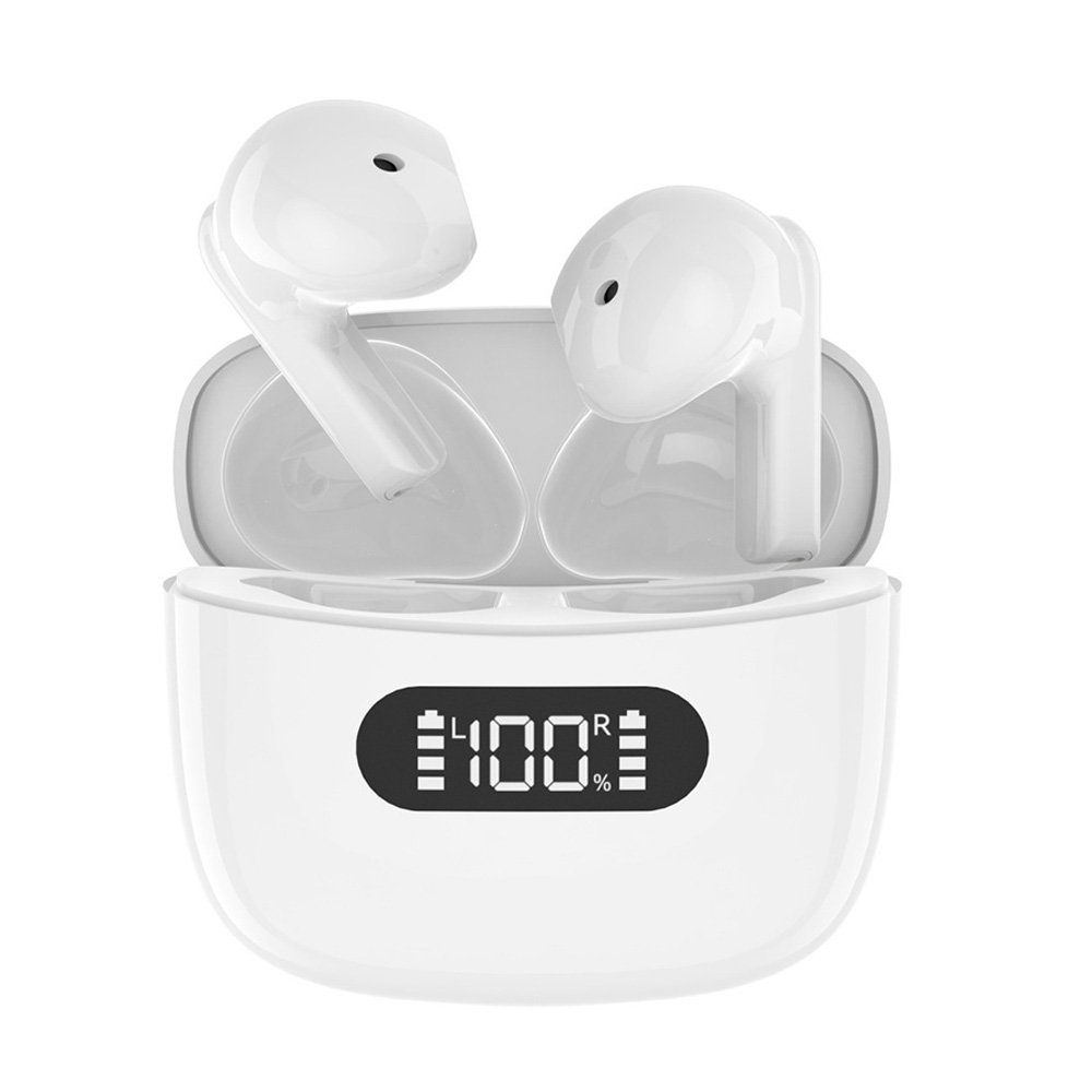 ELEKIN Bluetooth Kopfhörer Kabellos In Ear mit Anzeige des Akkustands wireless Kopfhörer Weiß